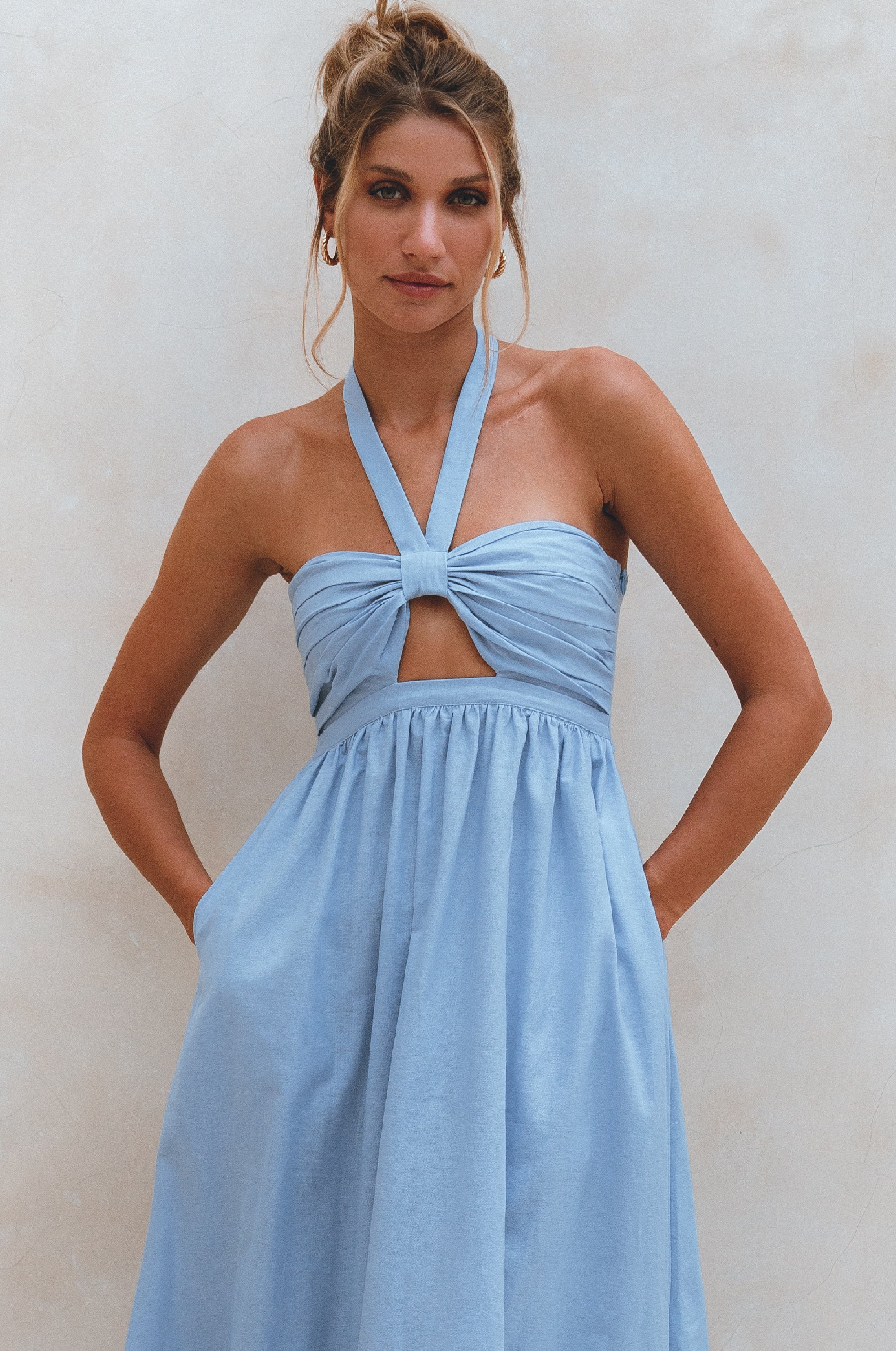Penelope Halter Linen Maxi Dress by Bali ELF
