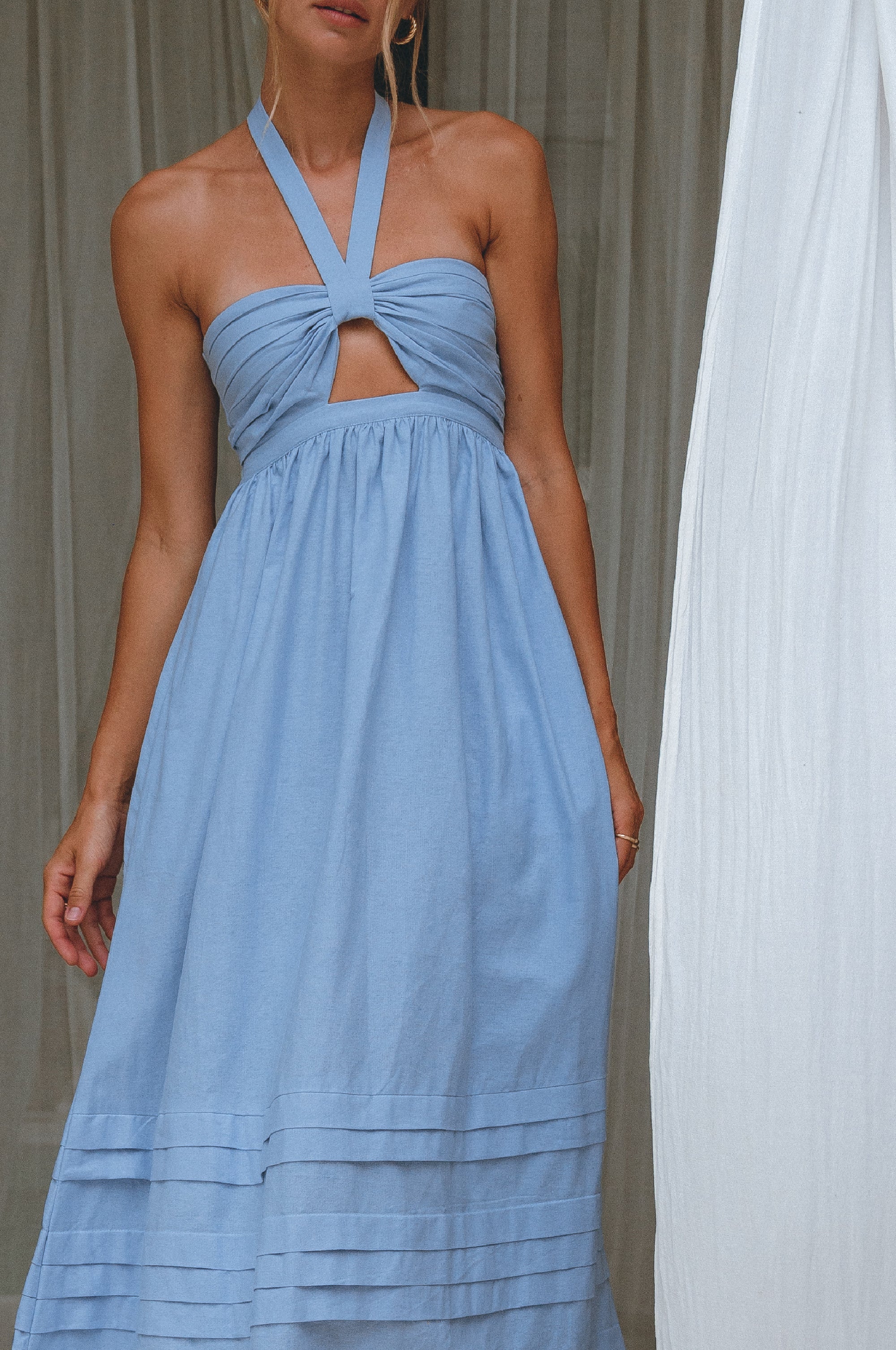Penelope Halter Linen Maxi Dress by Bali ELF