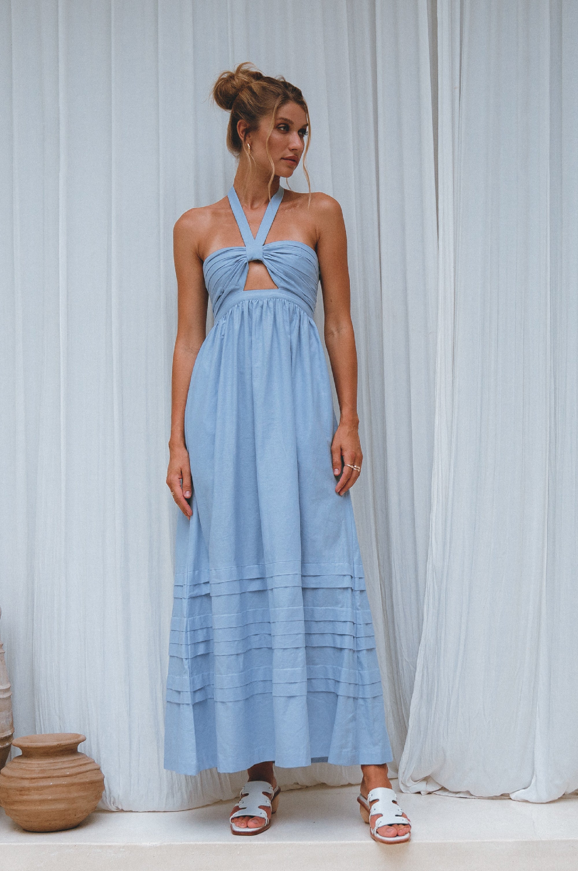 Penelope Halter Linen Maxi Dress by Bali ELF