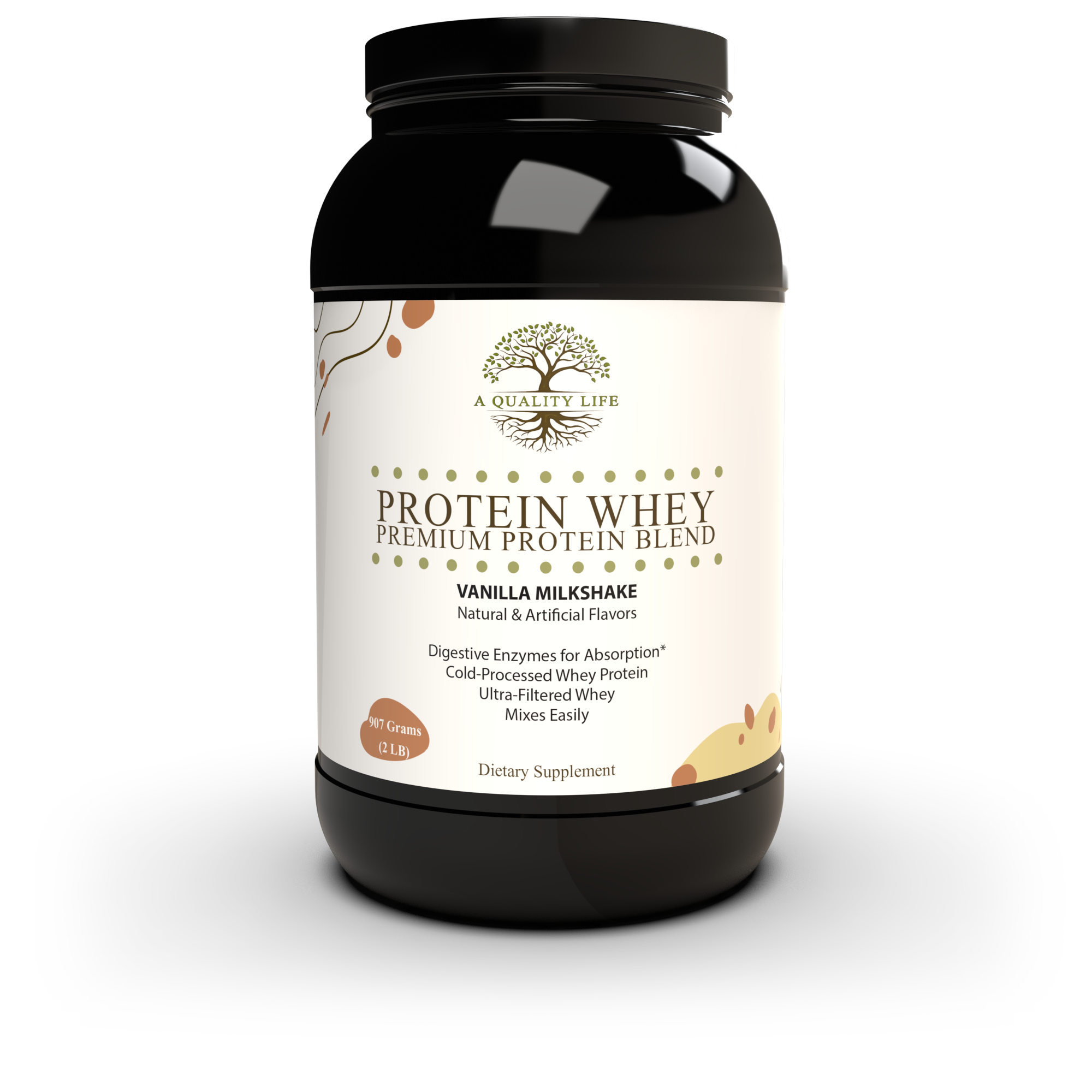 Protein Whey Premium Protein Blend Vanilla Milkshake by A Quality Life Nutrition