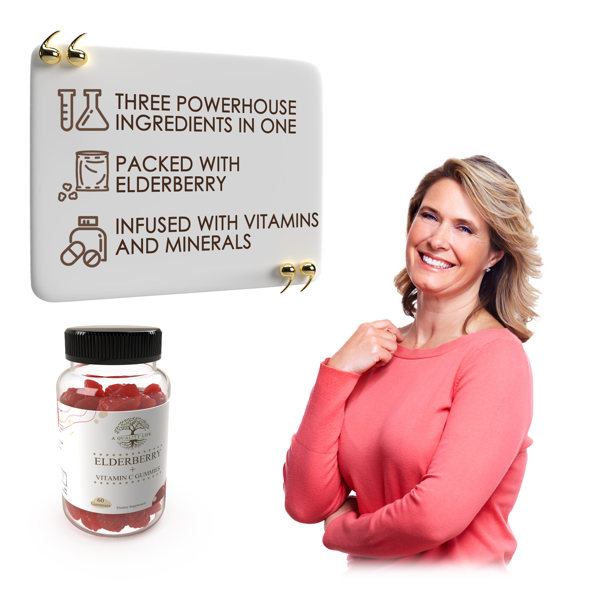 Elderberry & Vitamin C Gummies by A Quality Life Nutrition