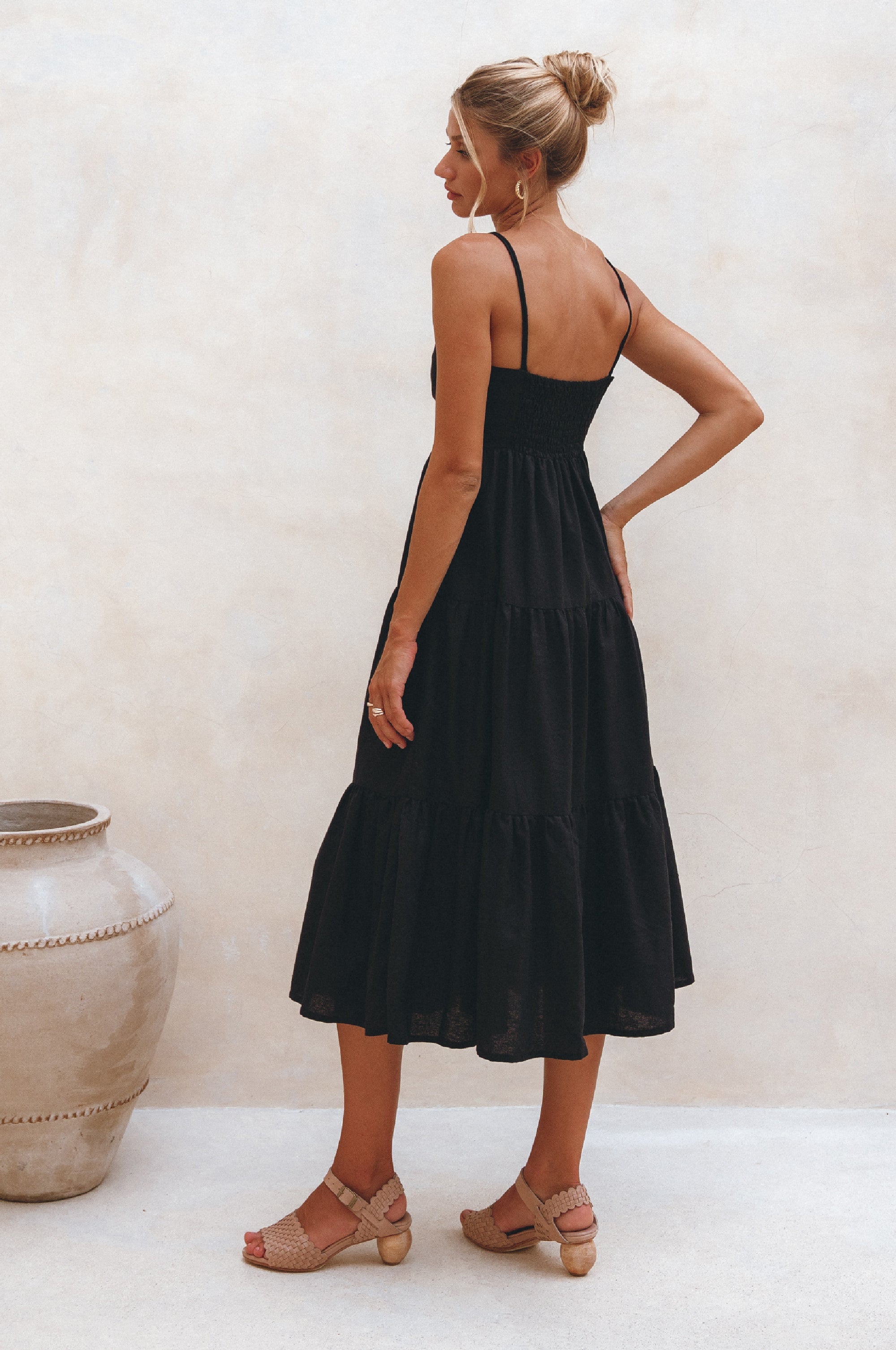 Rafaela Strappy Linen Midi Dress by Bali ELF
