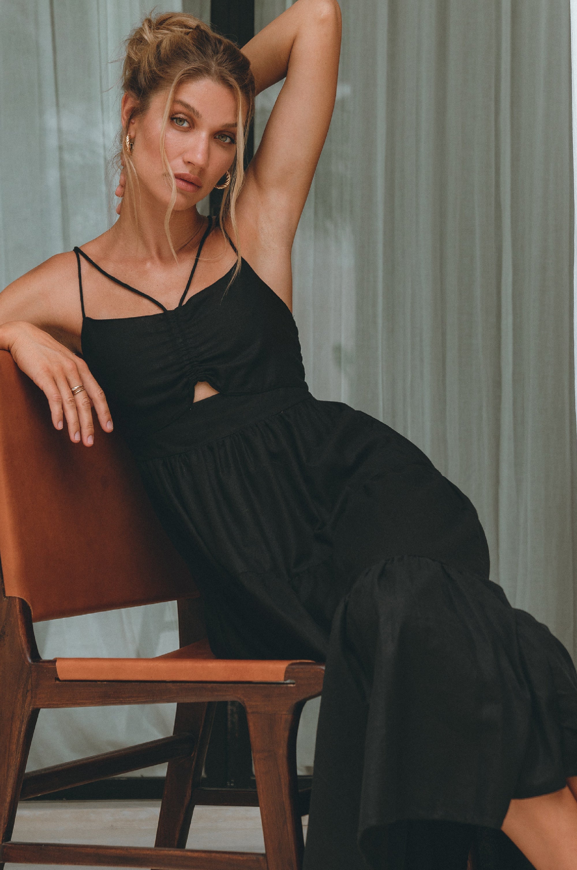 Rafaela Strappy Linen Midi Dress by Bali ELF