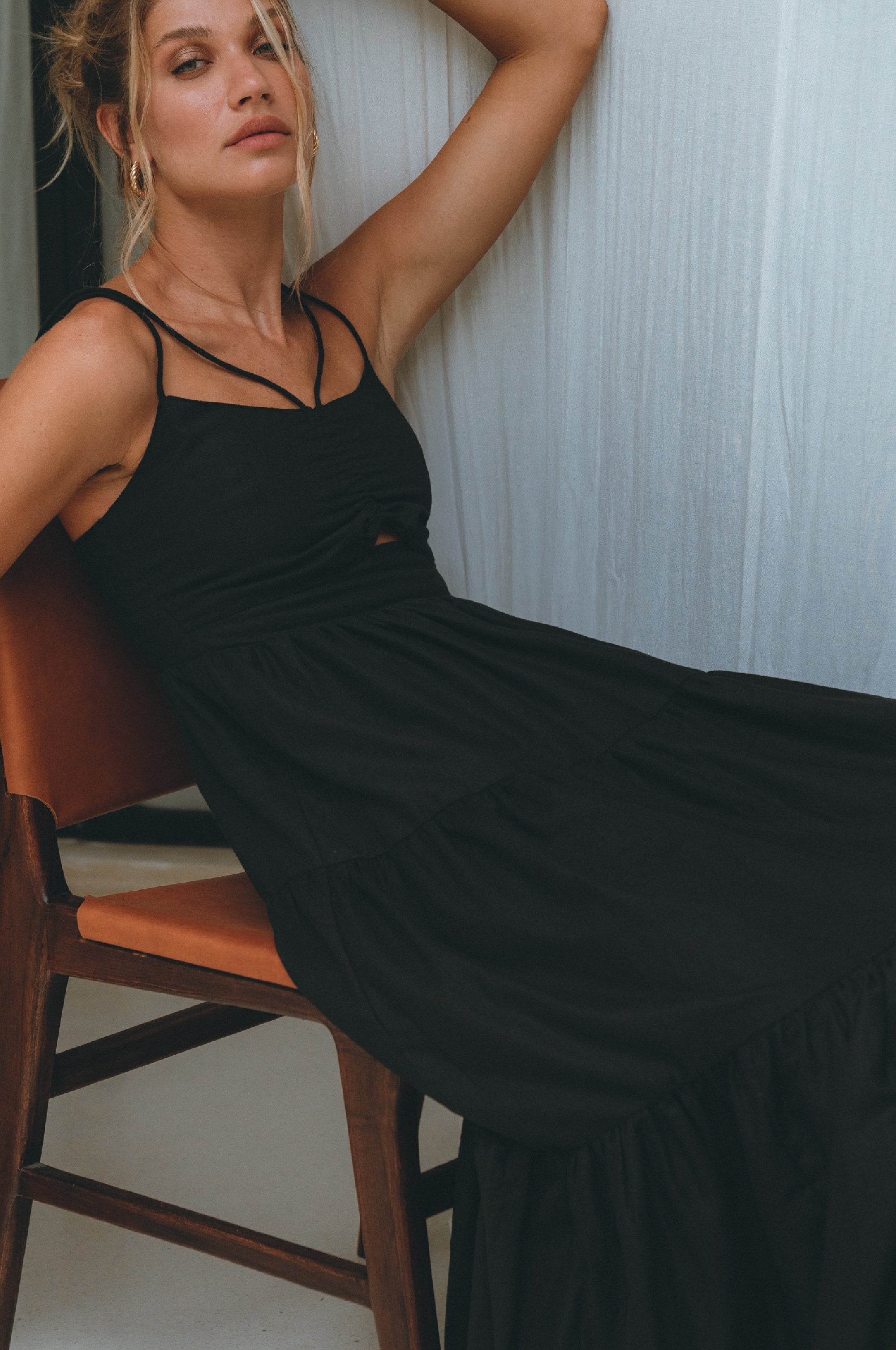 Rafaela Strappy Linen Midi Dress by Bali ELF