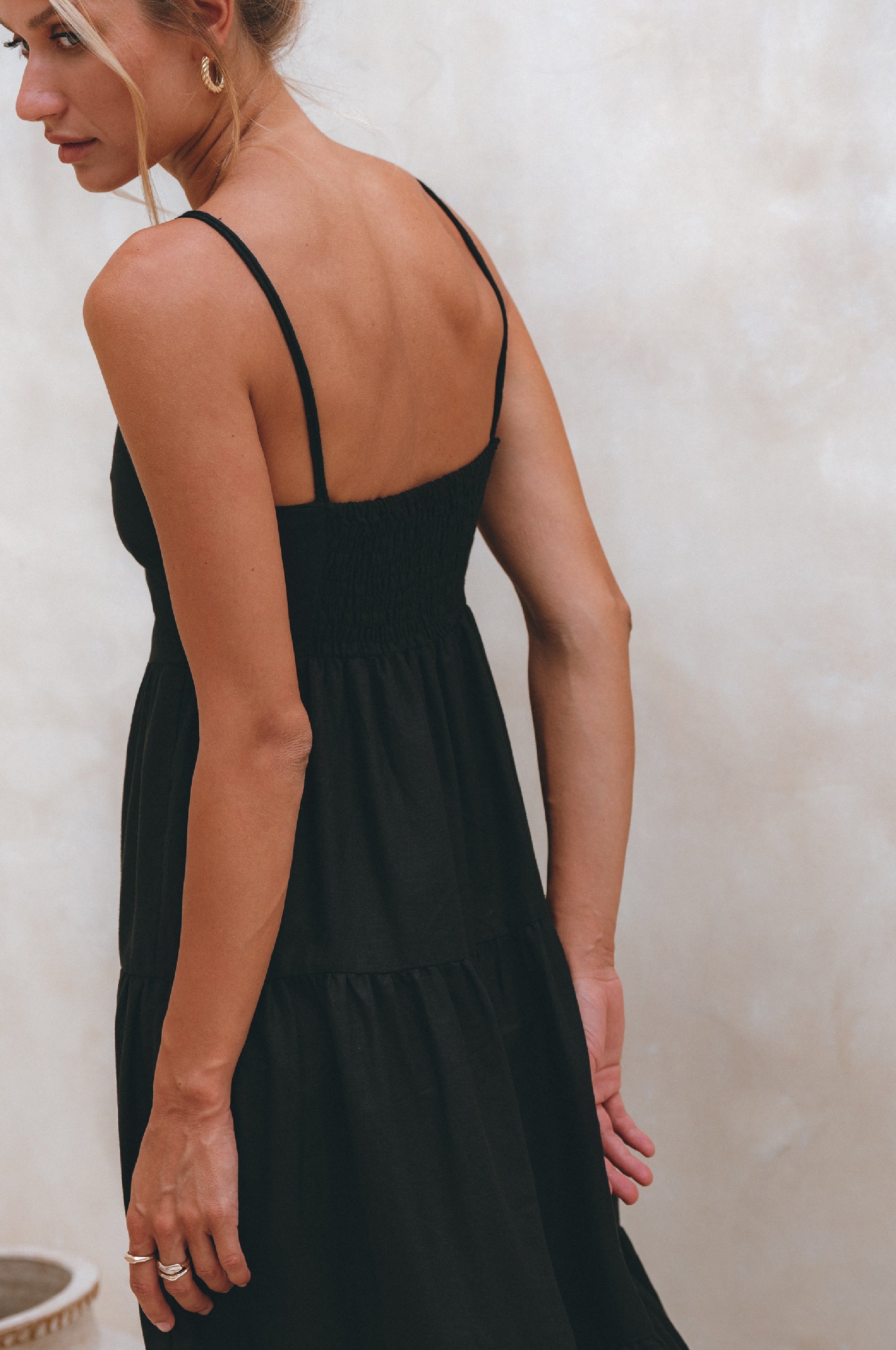 Rafaela Strappy Linen Midi Dress by Bali ELF