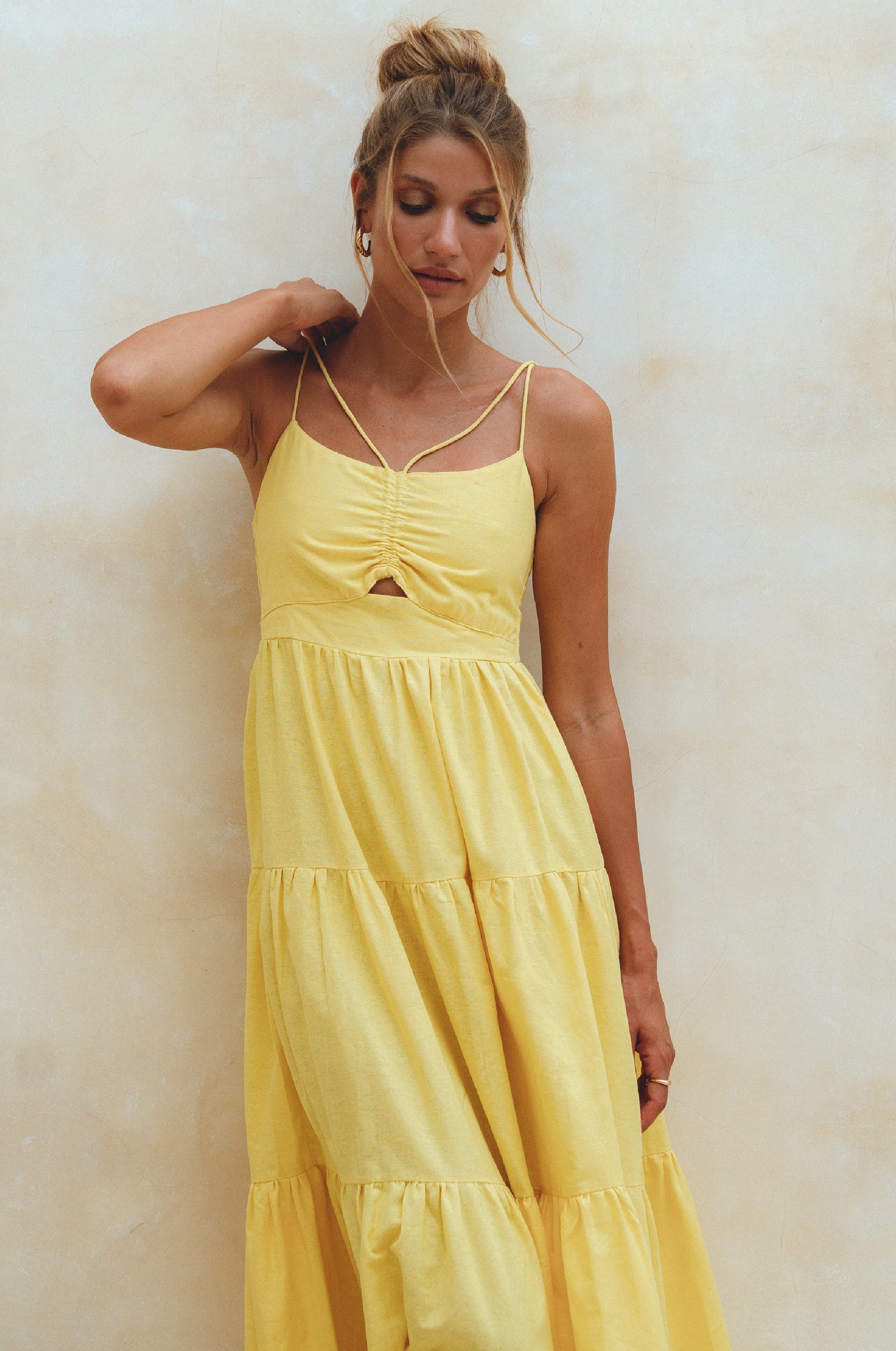 Rafaela Strappy Linen Midi Dress by Bali ELF