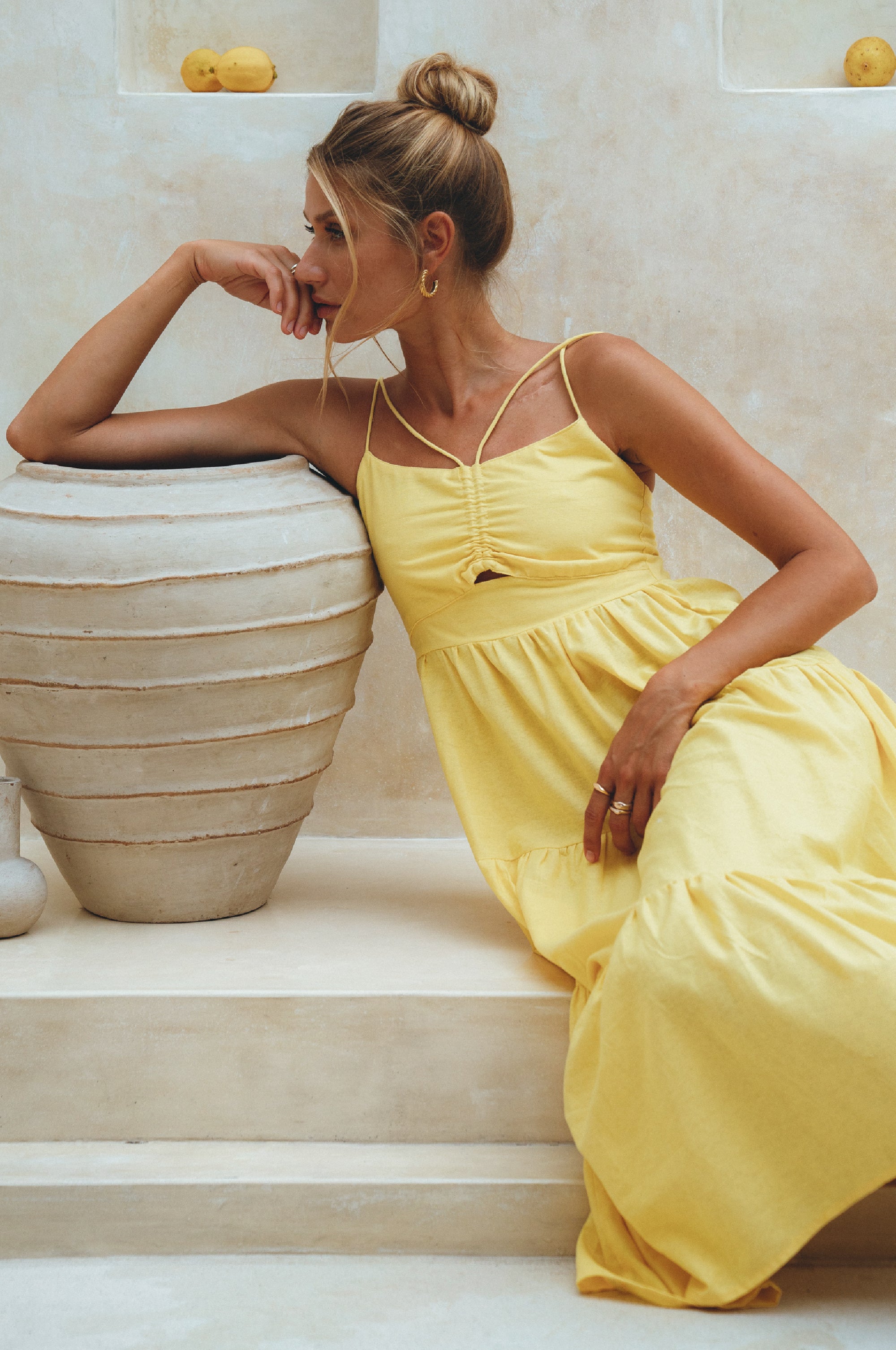 Rafaela Strappy Linen Midi Dress by Bali ELF