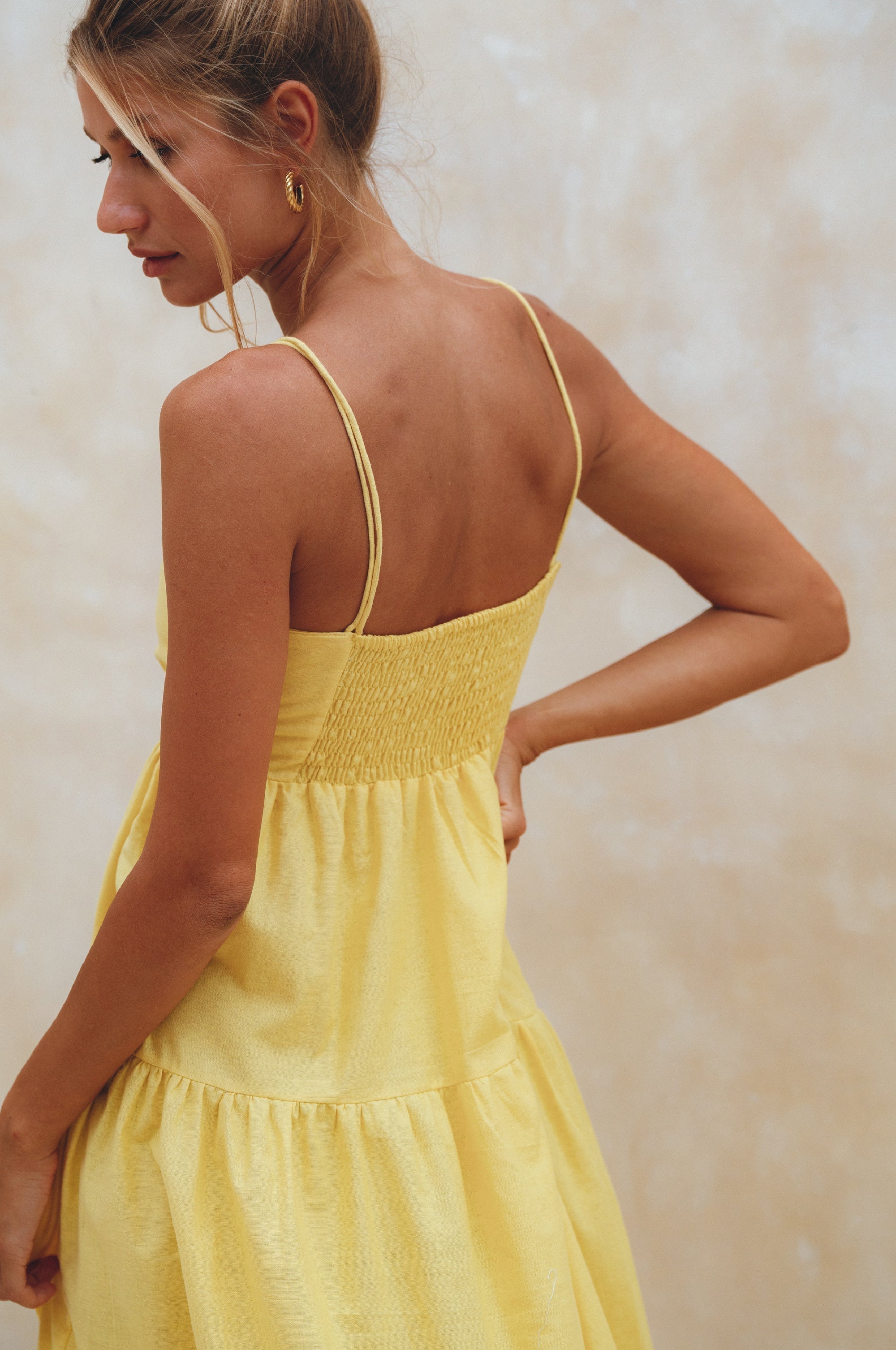 Rafaela Strappy Linen Midi Dress by Bali ELF