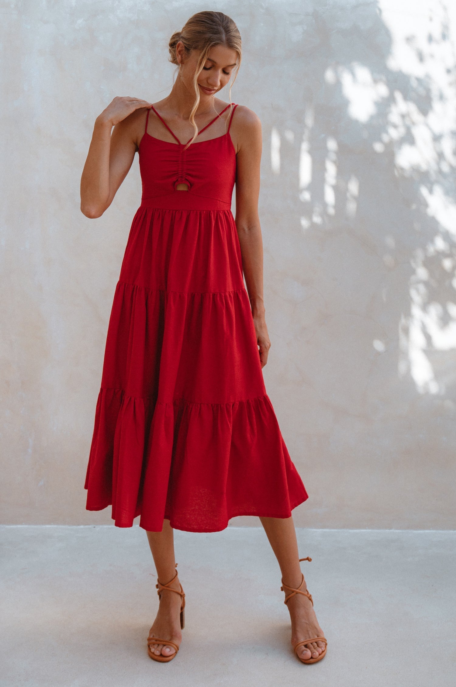 Rafaela Strappy Linen Midi Dress by Bali ELF