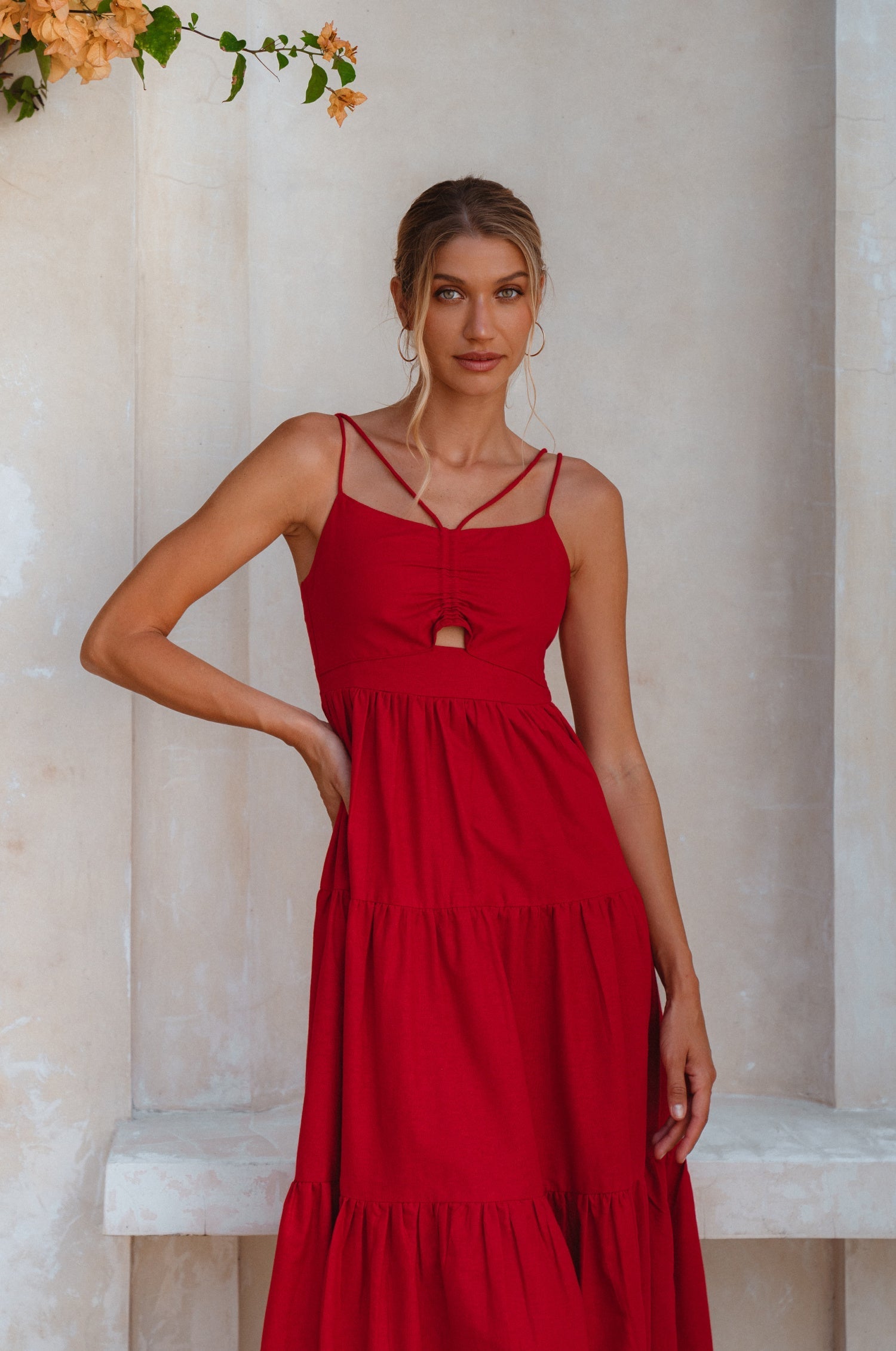 Rafaela Strappy Linen Midi Dress by Bali ELF