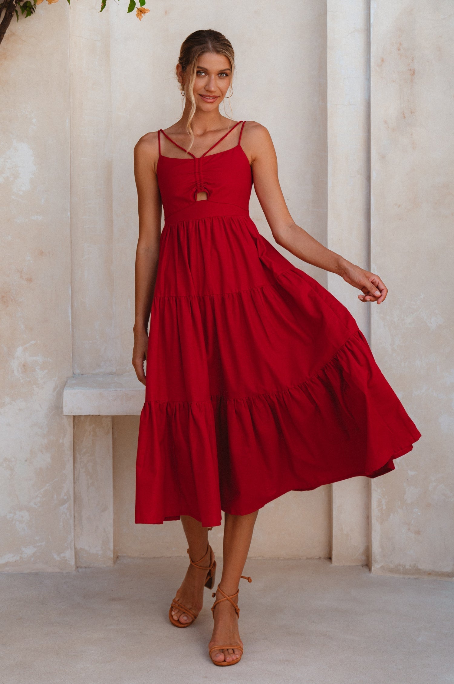 Rafaela Strappy Linen Midi Dress by Bali ELF