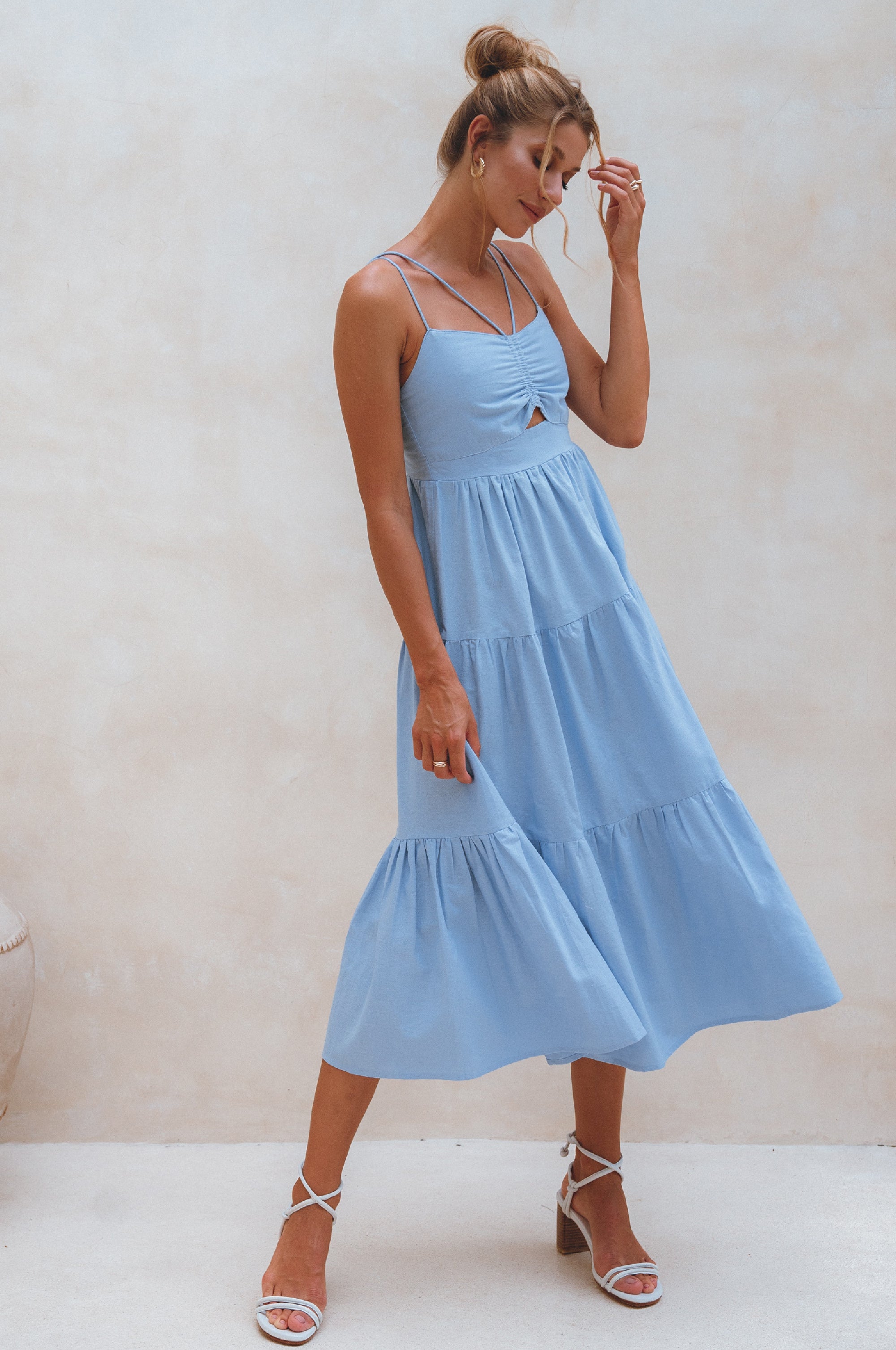 Rafaela Strappy Linen Midi Dress by Bali ELF