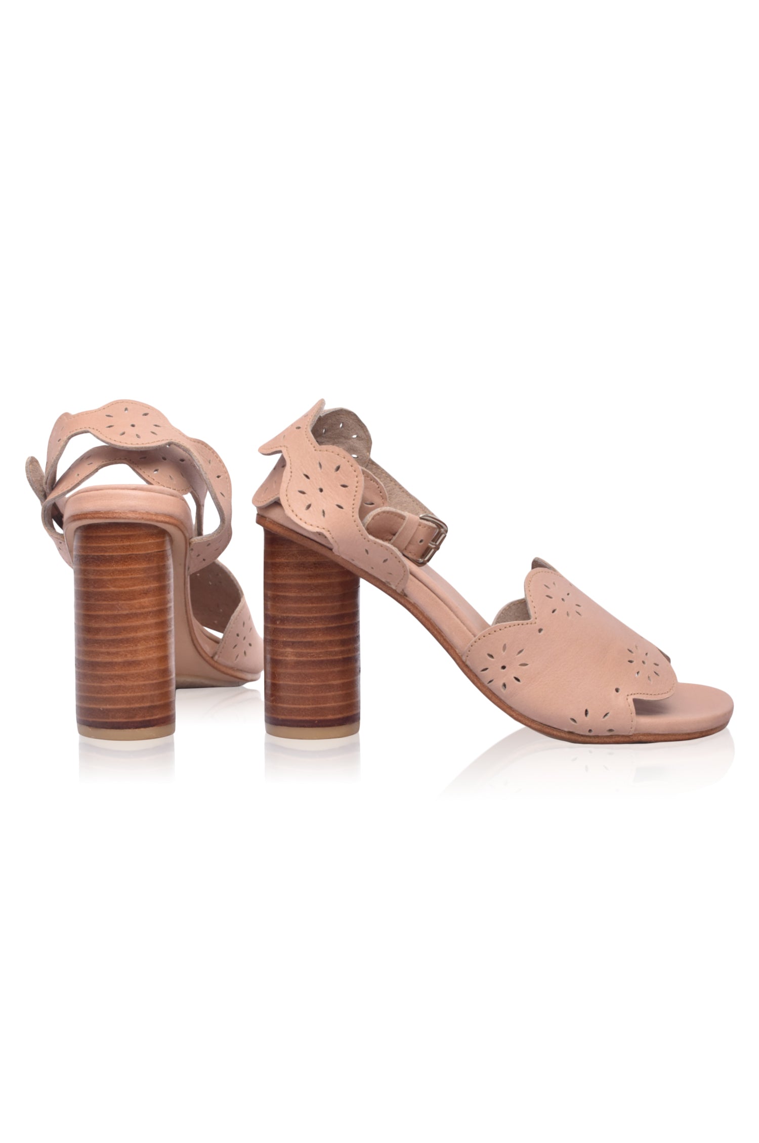 Sakura Block Heel Leather Sandals by Bali ELF
