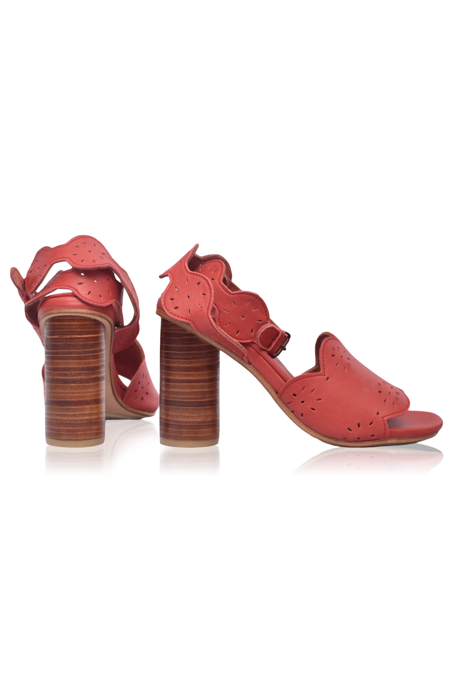 Sakura Block Heel Leather Sandals by Bali ELF