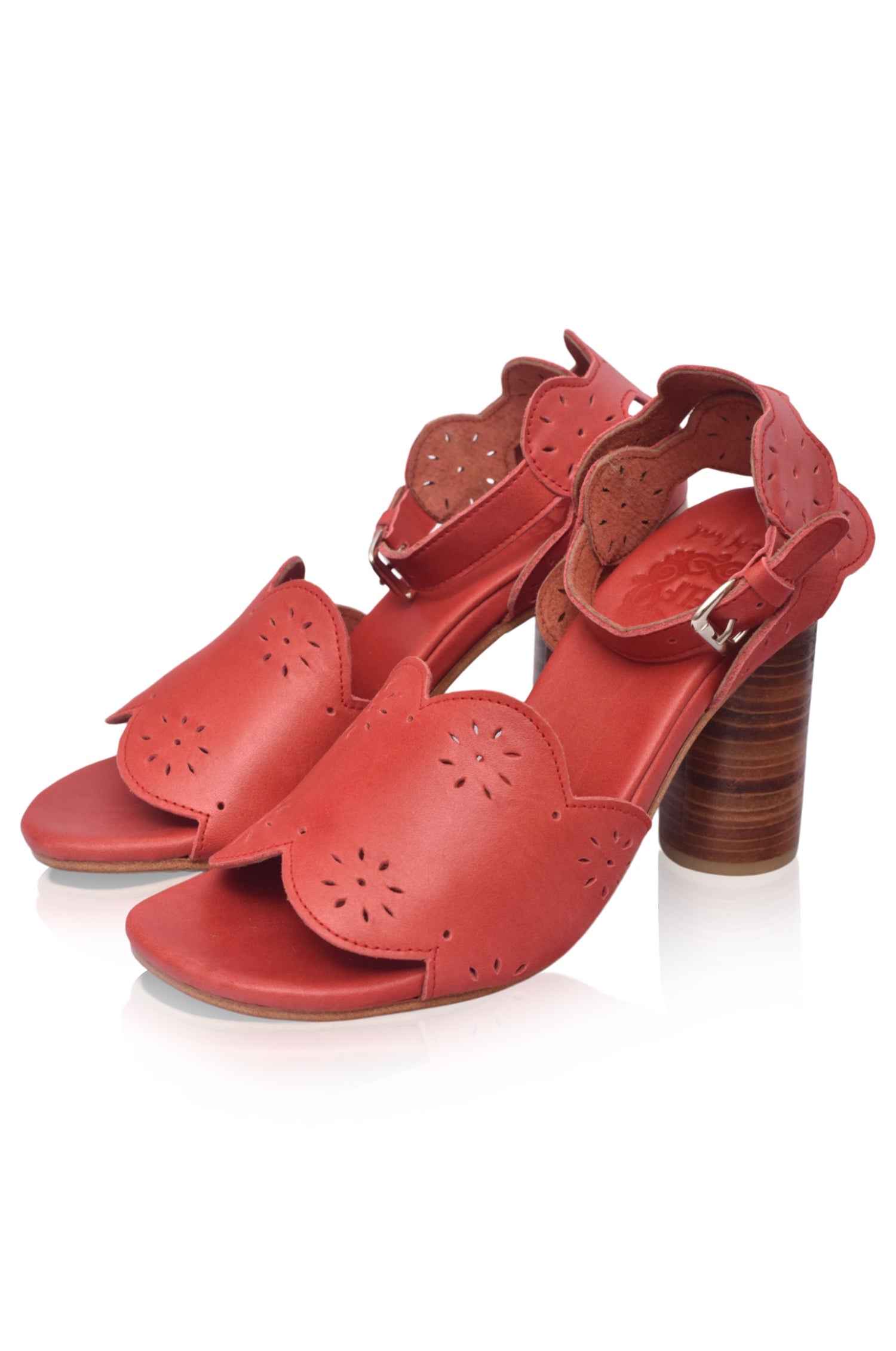 Sakura Block Heel Leather Sandals by Bali ELF