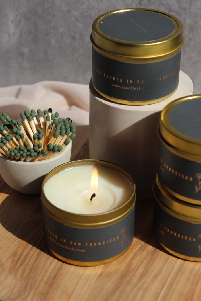 Lily & Bergamot Gold Tin Candle by Esselle SF