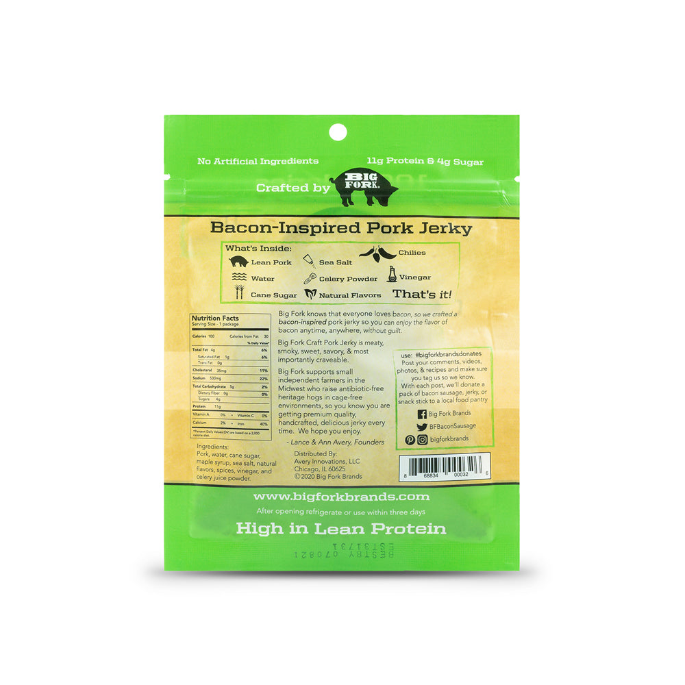 Craft Pork Jerky - 1 Case (8 X 2.25 oz. packs) by Big Fork Brands