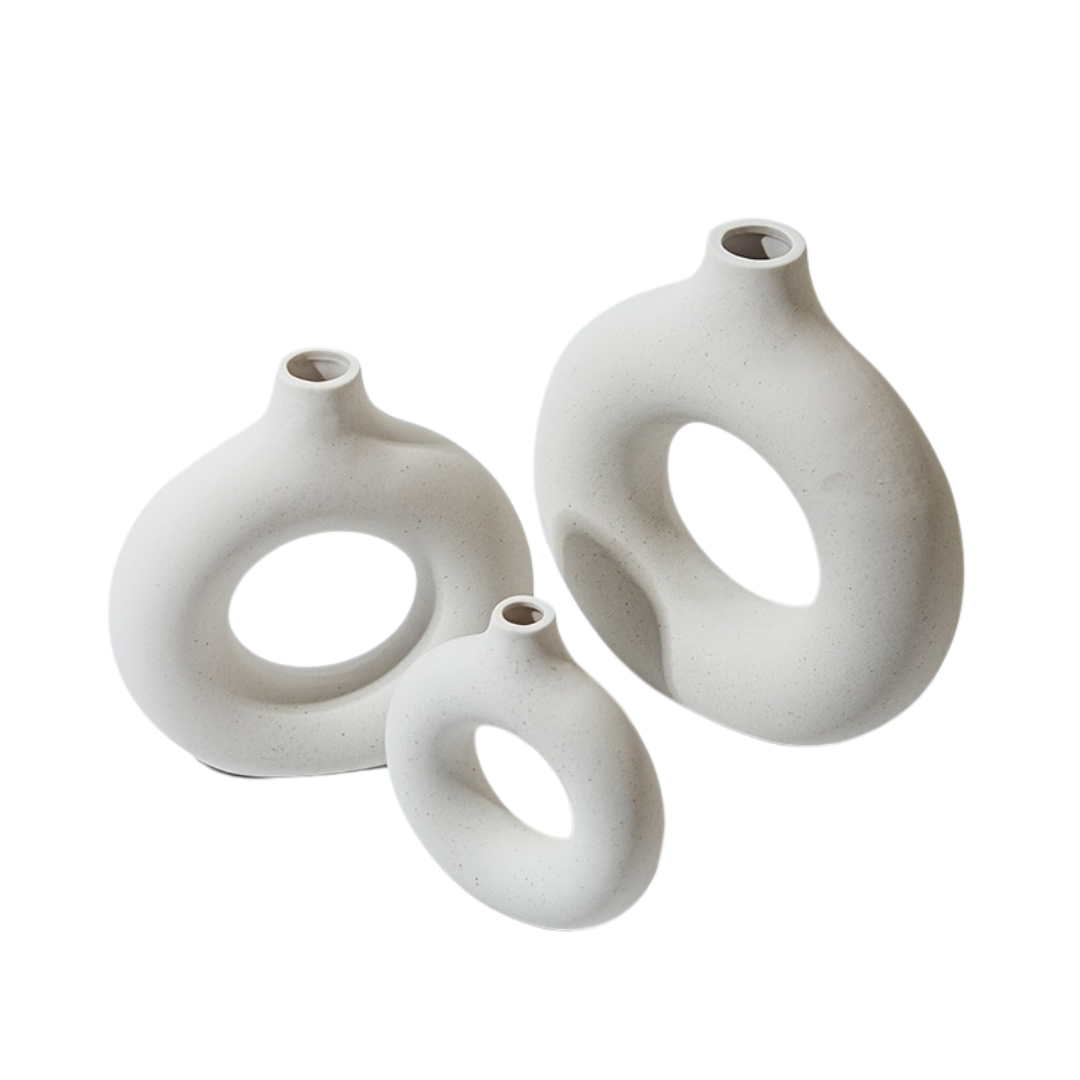 White Ceramic  Modern Home Boho Vases