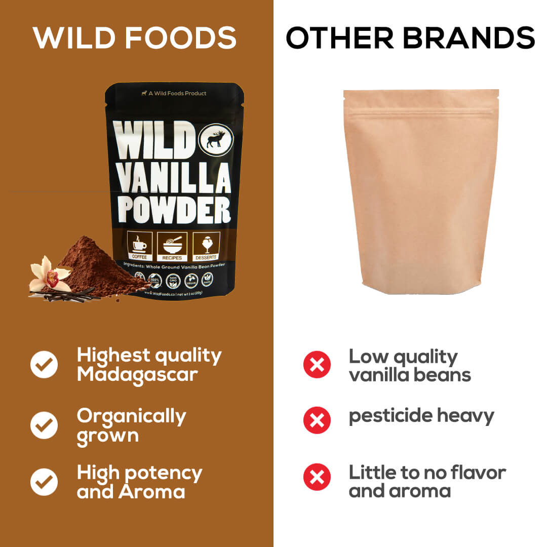 Vanilla Powder - Organic Ground Whole Vanilla Beans by Wild Foods