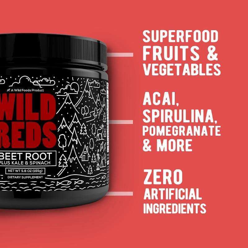 Wild Reds Powder - All-Natural Pre-Workout Energy Mix 5.8oz CASE OF 12 by Wild Foods