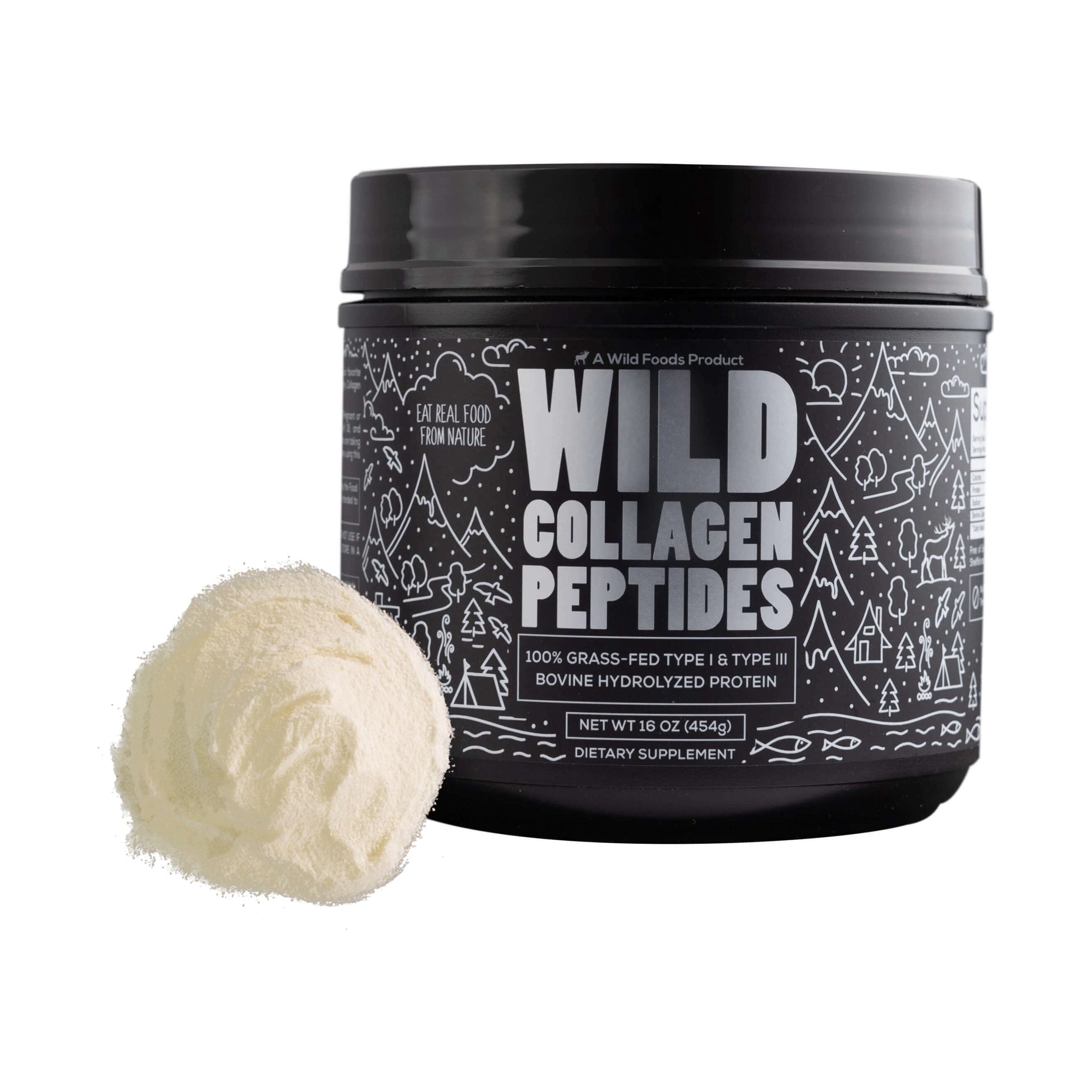 Grass-fed Collagen Peptides Powder, 16oz - Brazilian Bovine Sourced by Wild Foods