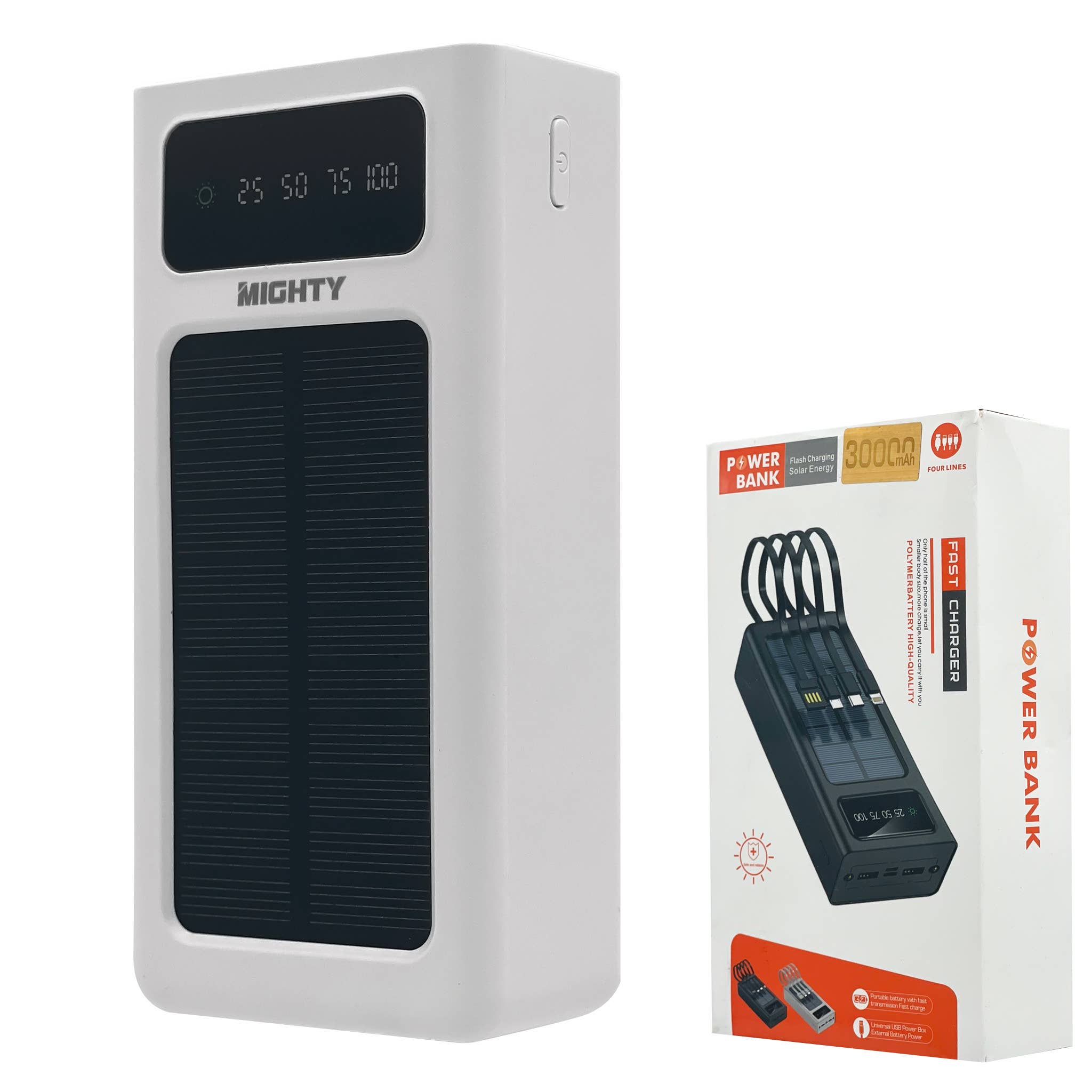 Mighty Wireless - 30000 Mah Solar Power Bank 4in1