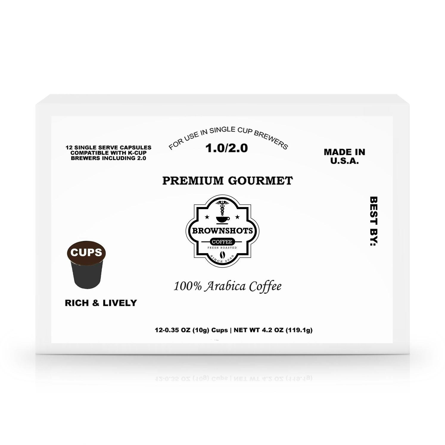 60 Pack Single Serve Coffee Capsules by Brown Shots Coffee