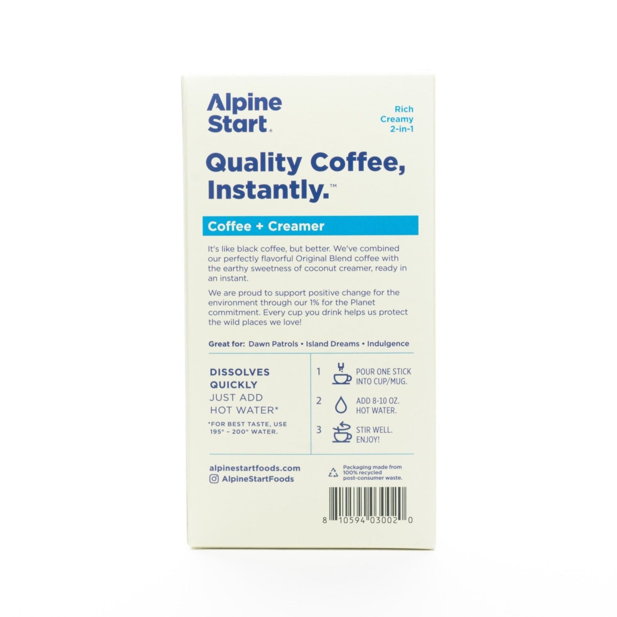 Dairy-Free Coffee + Creamer Instant Latte by Alpine Start