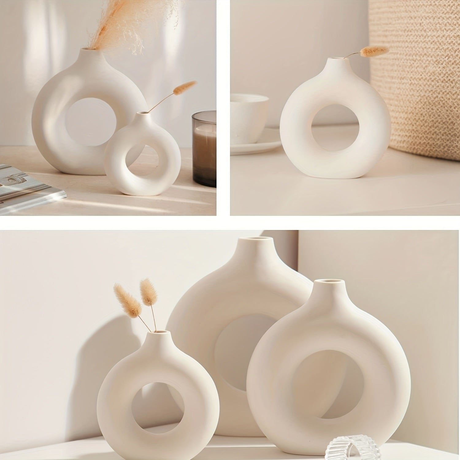 White Ceramic  Modern Home Boho Vases