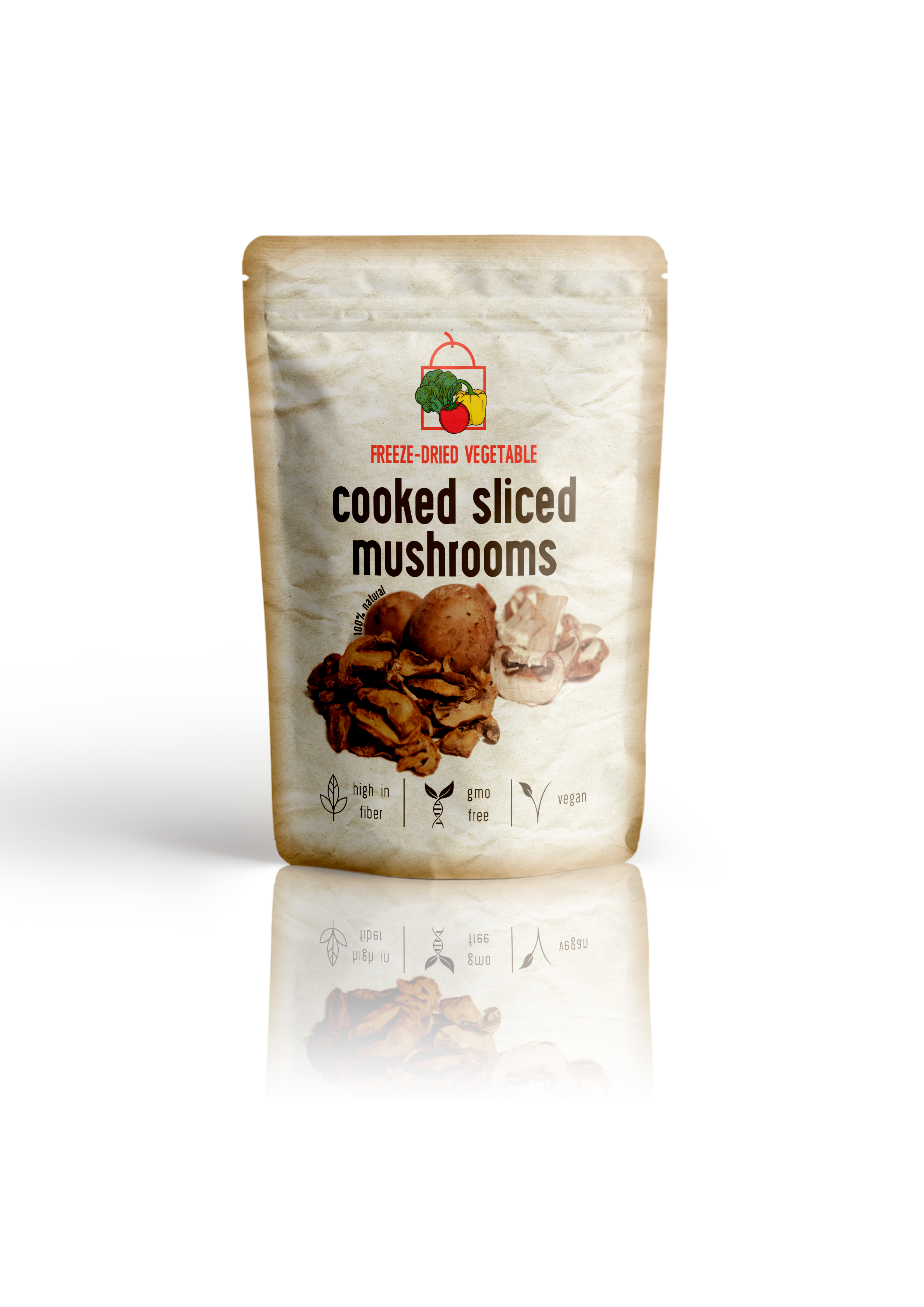 Freeze Dried Sliced Mushrooms (Cooked) by Diaita Smart Foods (Worldwide Shipping)