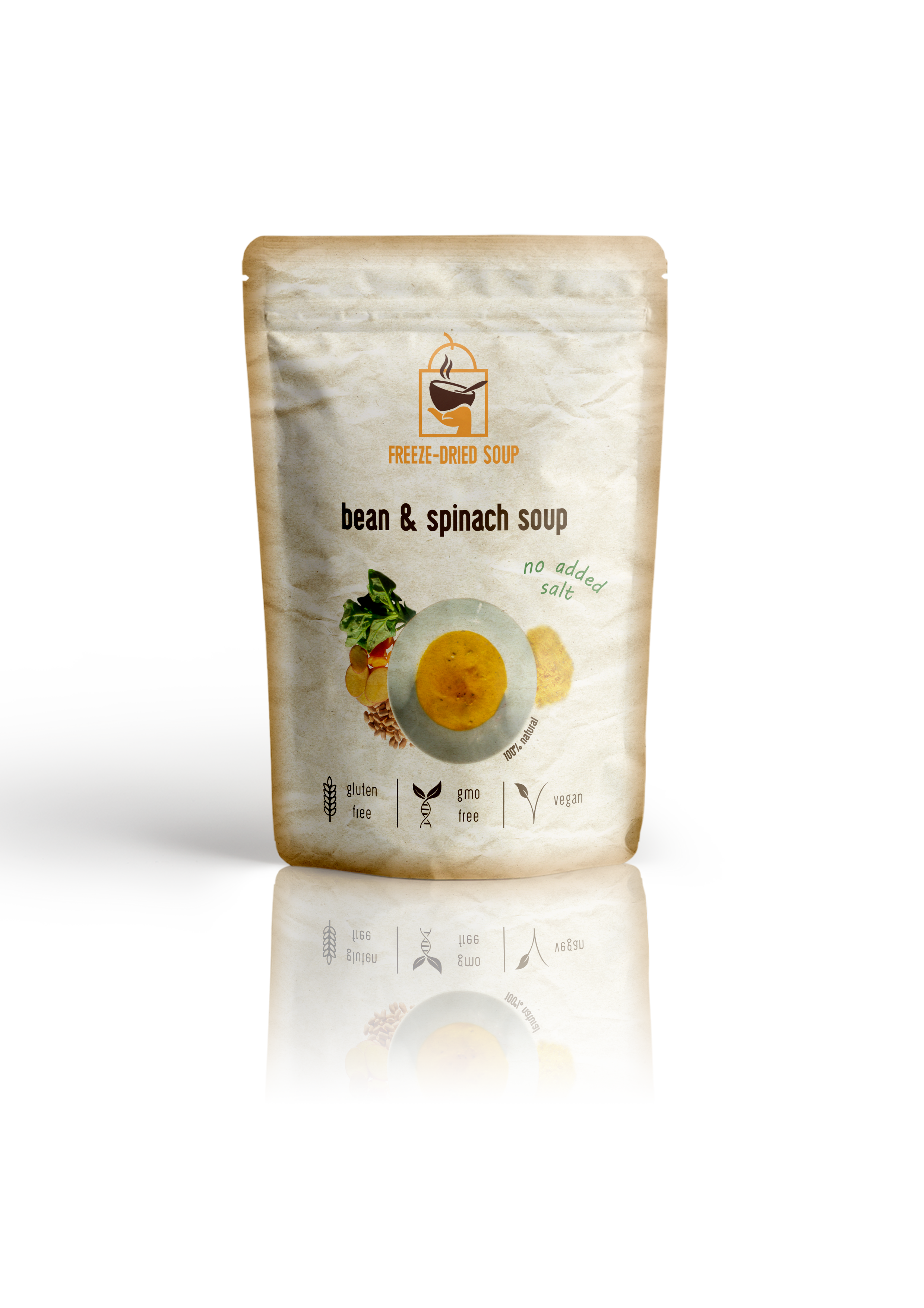 Freeze-Dried Bean & Spinach Soup - No Added Salt by Diaita Smart Foods (Worldwide Shipping)