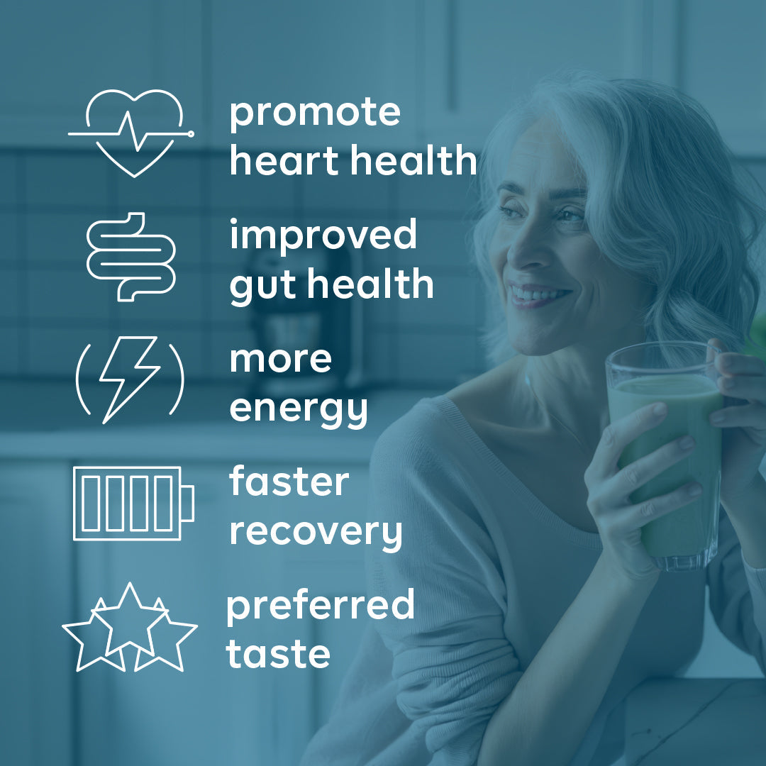 Graphic of woman smiling with headers of Goode health benefits