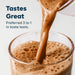 Graphic of pouring Goode health shake with header "Tastes Great; Preferred 3 to in taste tests"