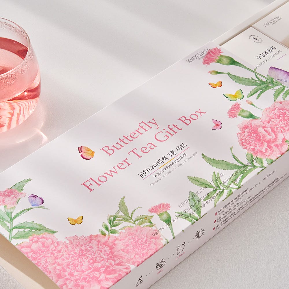 3 Butterfly Tea Bag Pink Gift Box