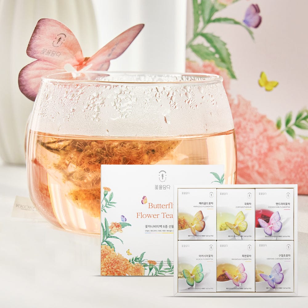 6 Butterfly Flower Tea Bag Orange Box