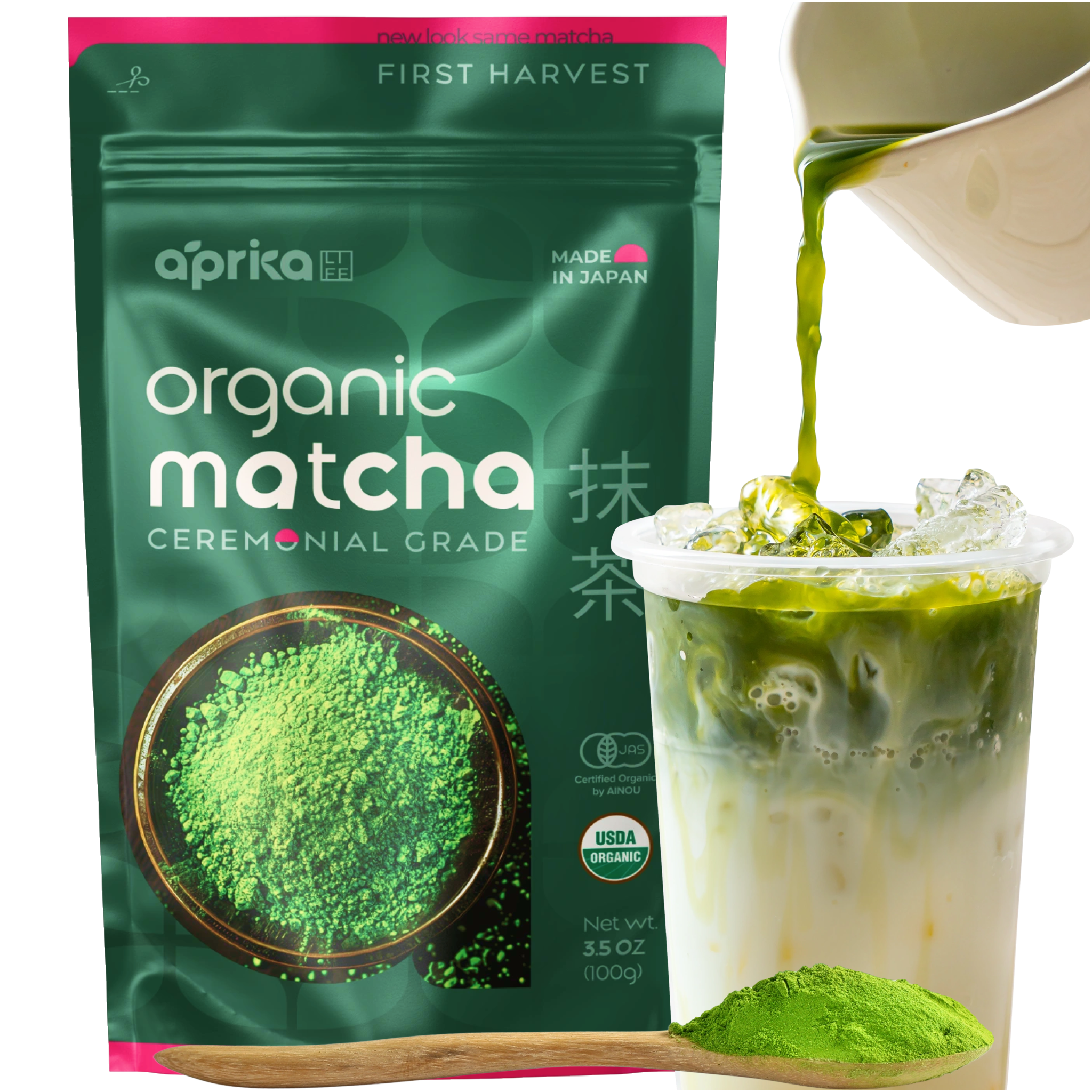 Organic Japanese Ceremonial Grade Matcha Green Tea Powder by Aprika Life