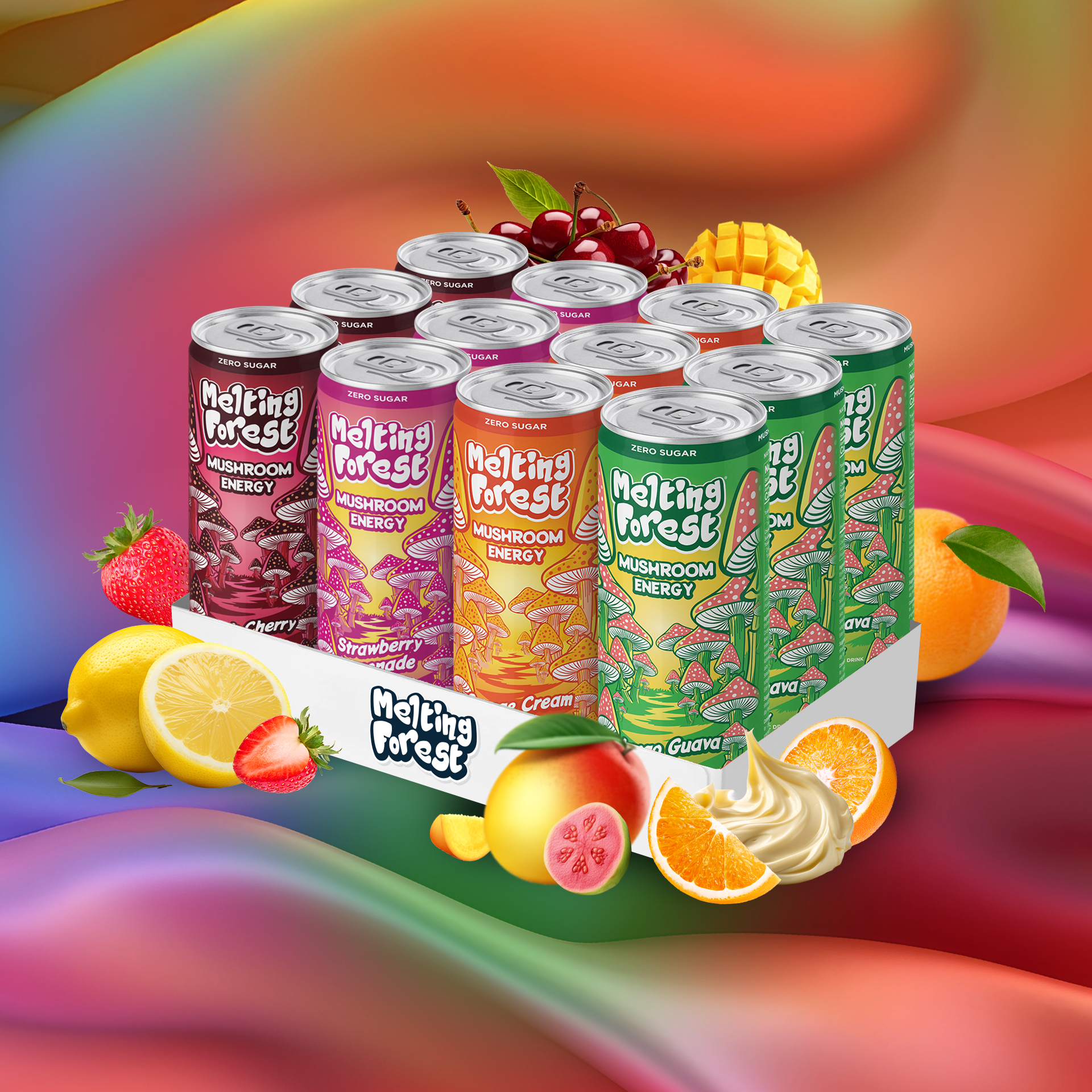Mushroom Energy Drink 12 Pack - Variety Pack by Melting Forest
