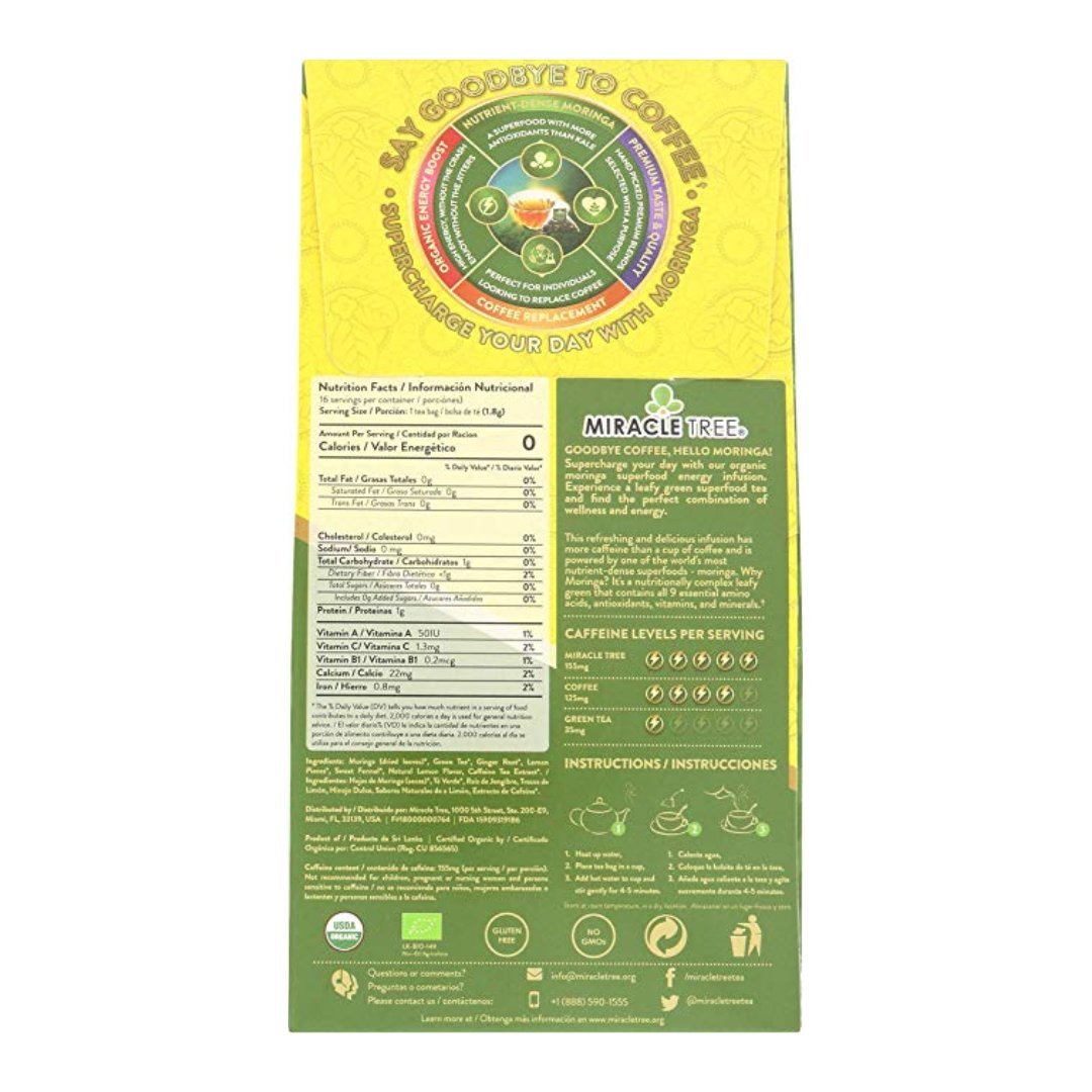 Moringa Energy Tea, Ginger Lemon by Miracle Tree