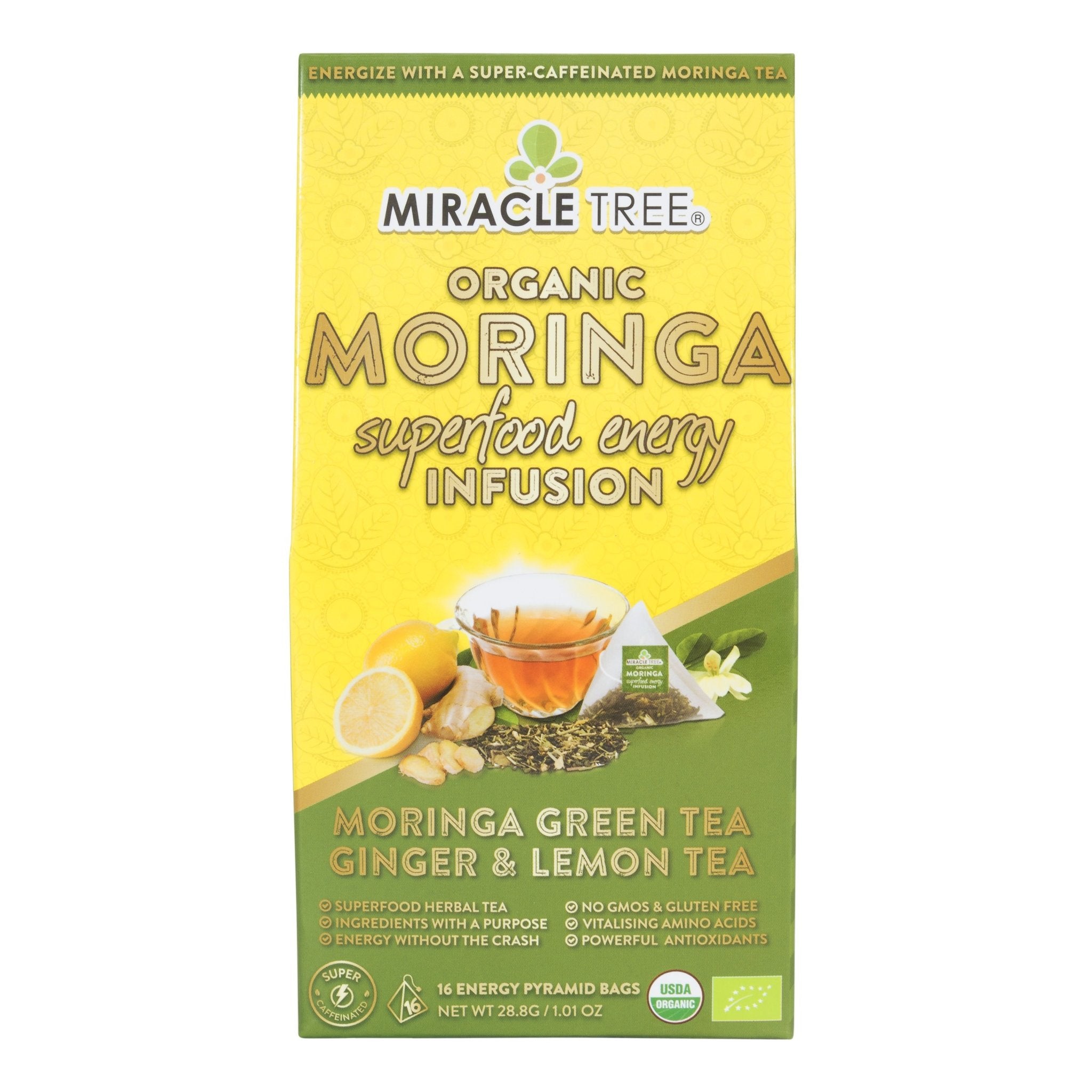 Moringa Energy Tea, Ginger Lemon by Miracle Tree