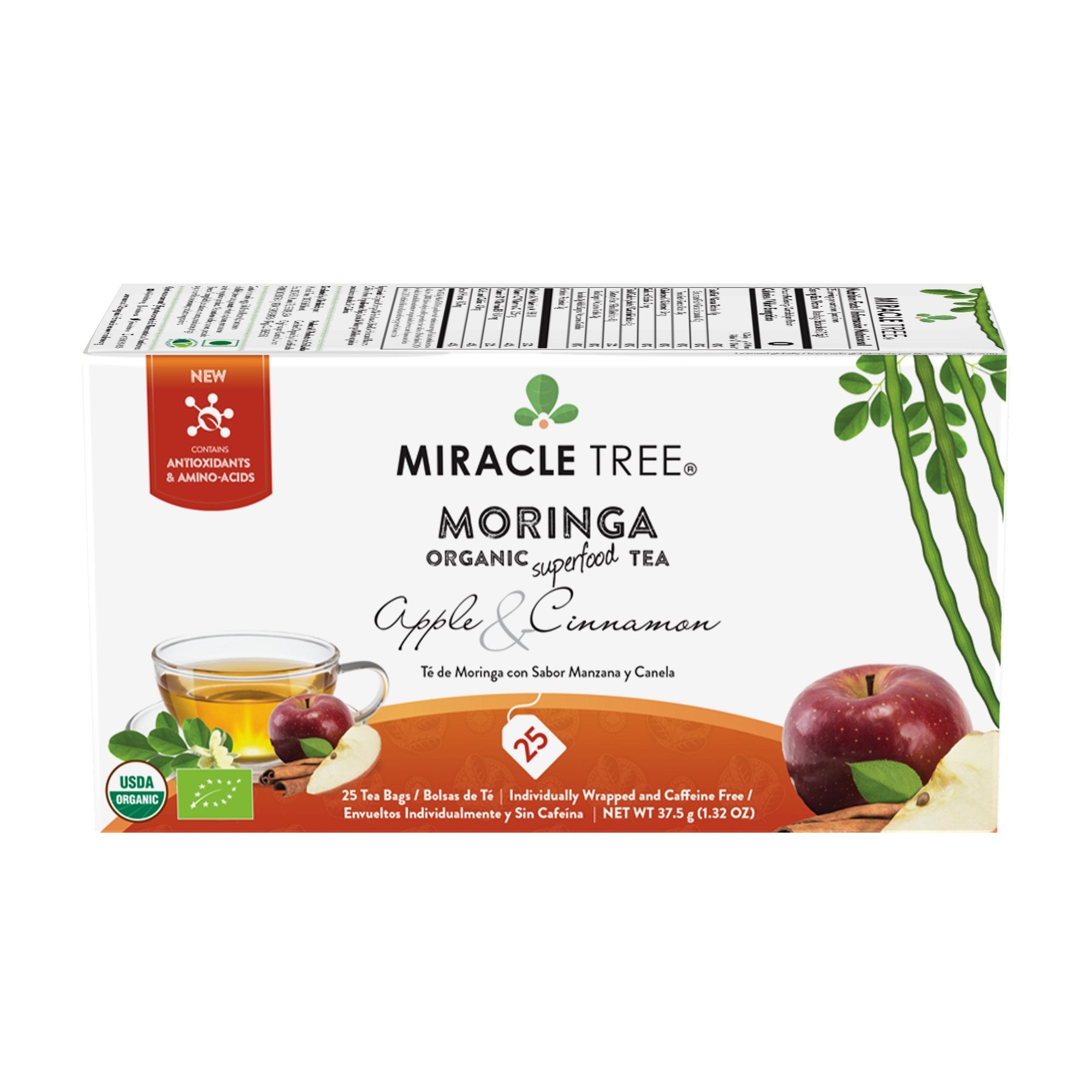 Organic Moringa Tea, Apple & Cinnamon by Miracle Tree