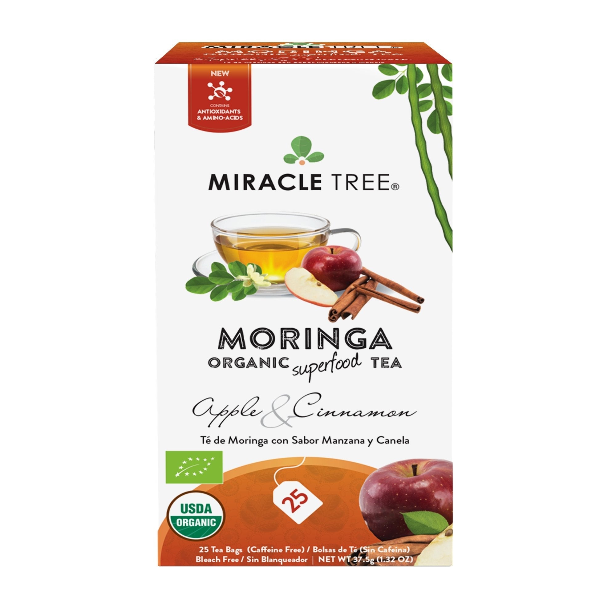 Organic Moringa Tea, Apple & Cinnamon by Miracle Tree