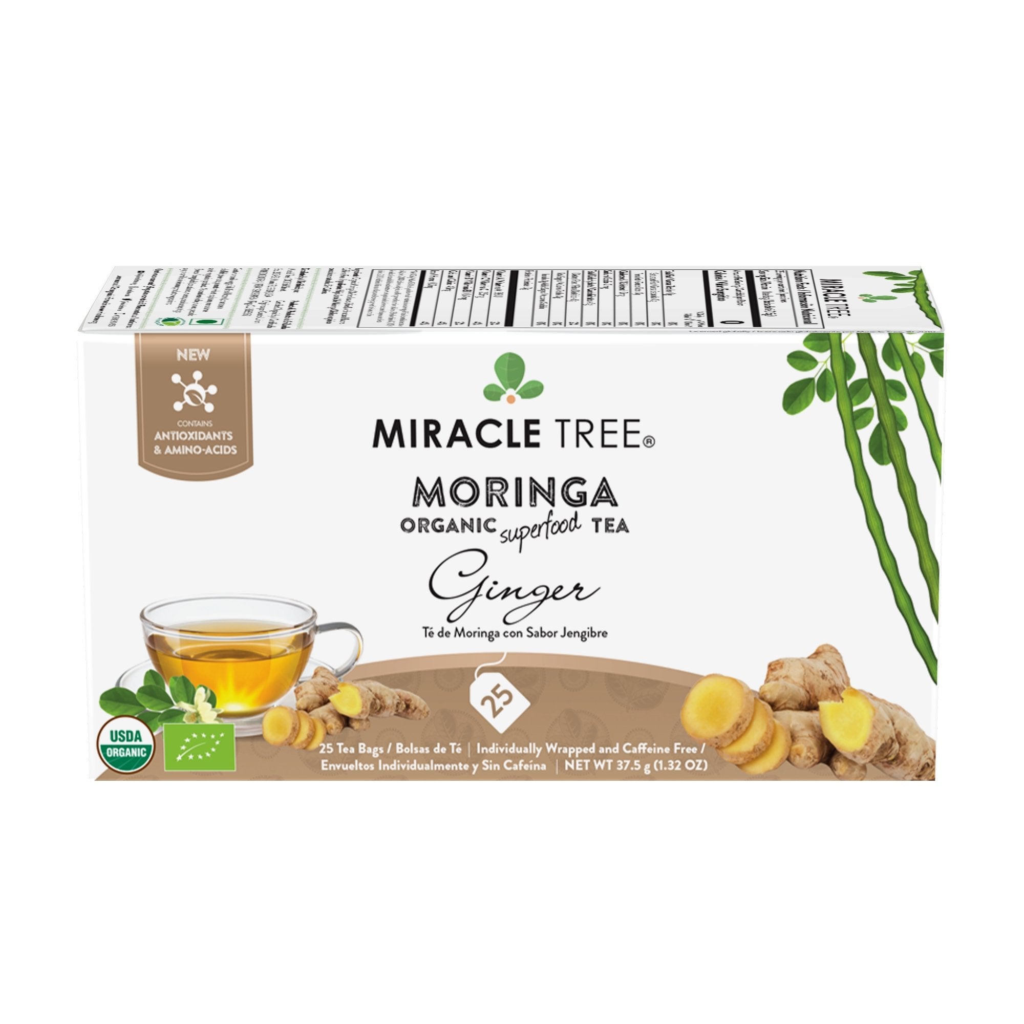 Organic Moringa Tea, Ginger by Miracle Tree