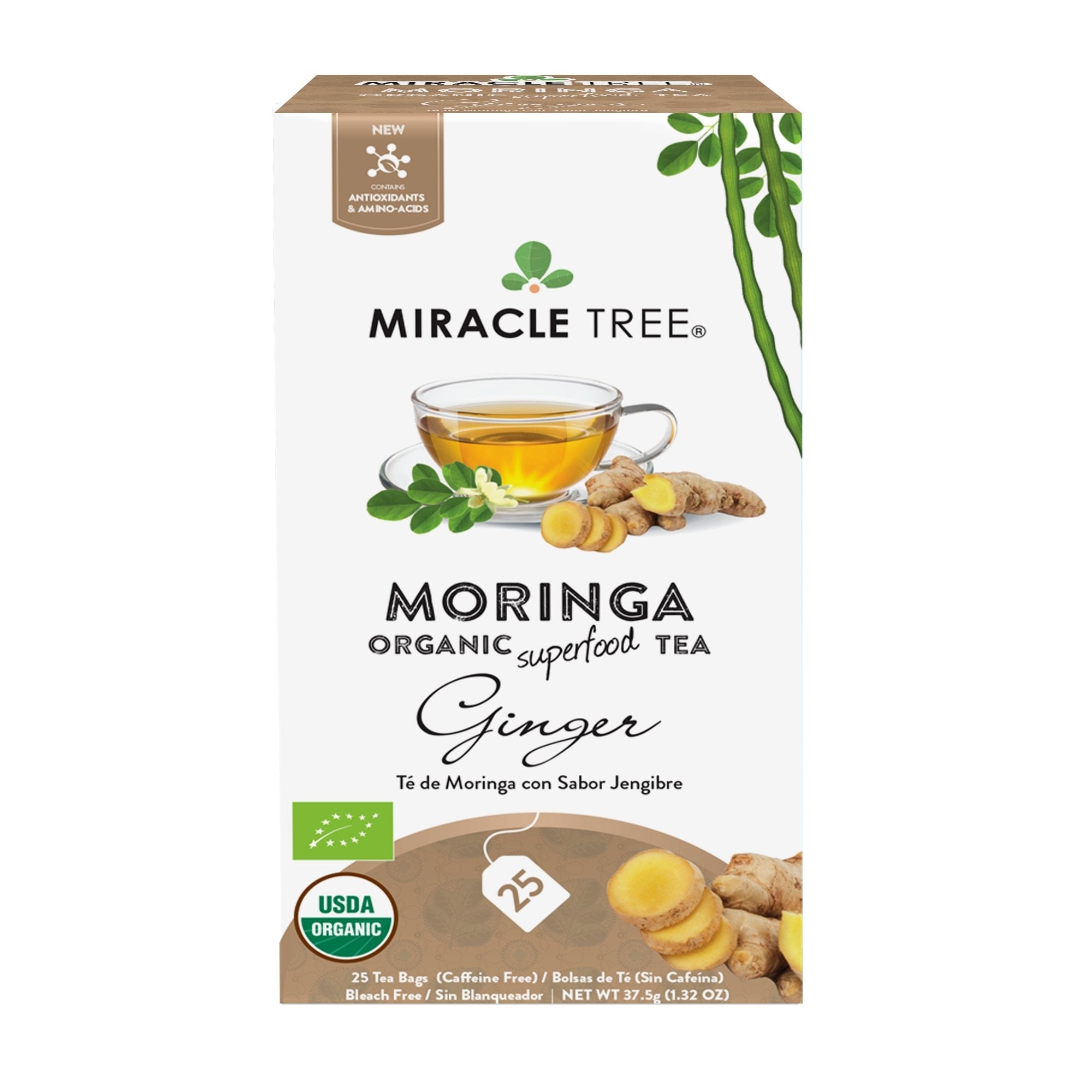 Organic Moringa Tea, Ginger by Miracle Tree