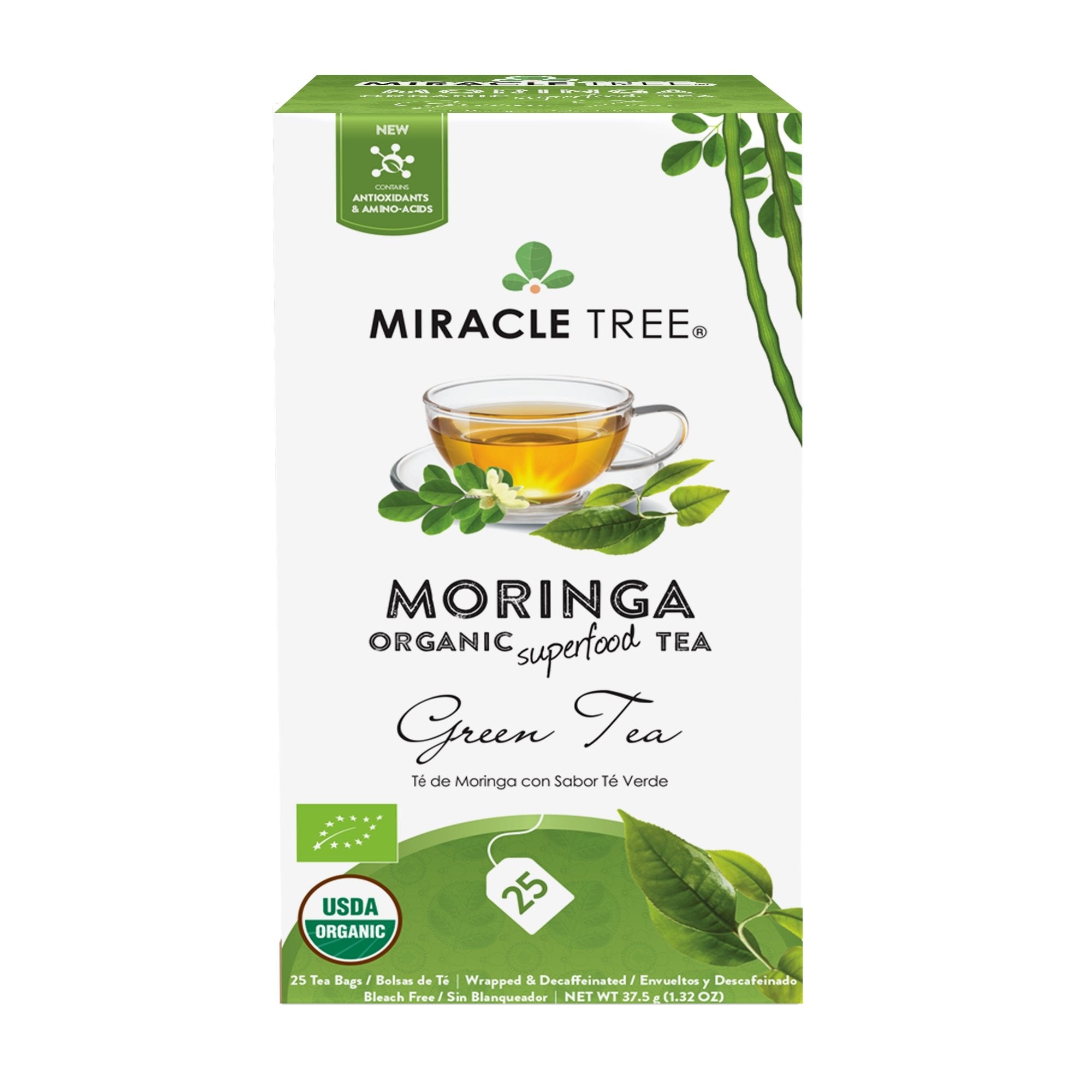 Organic Moringa Tea, Green Tea by Miracle Tree