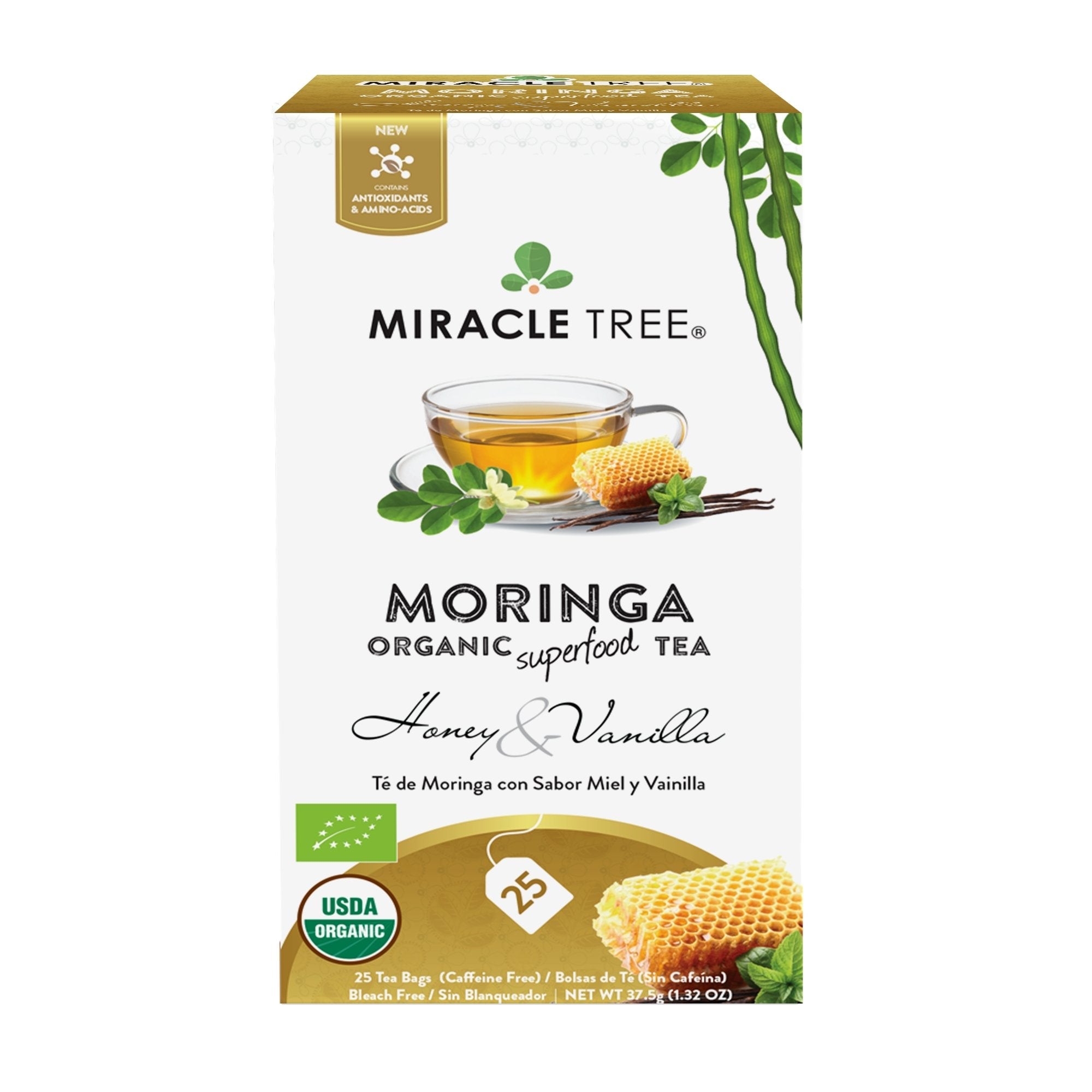 Organic Moringa Tea, Honey & Vanilla by Miracle Tree