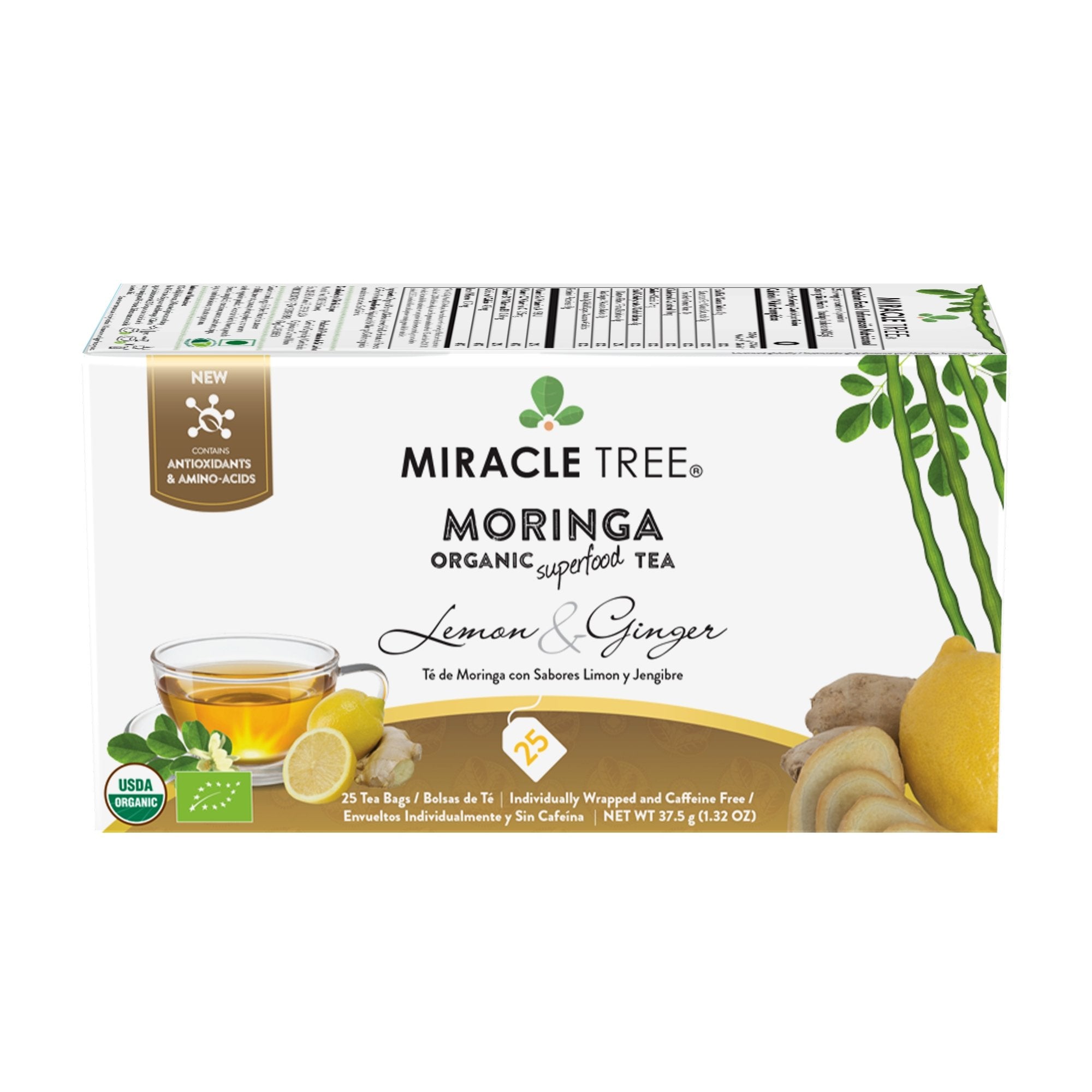 Organic Moringa Tea, Lemon & Ginger by Miracle Tree