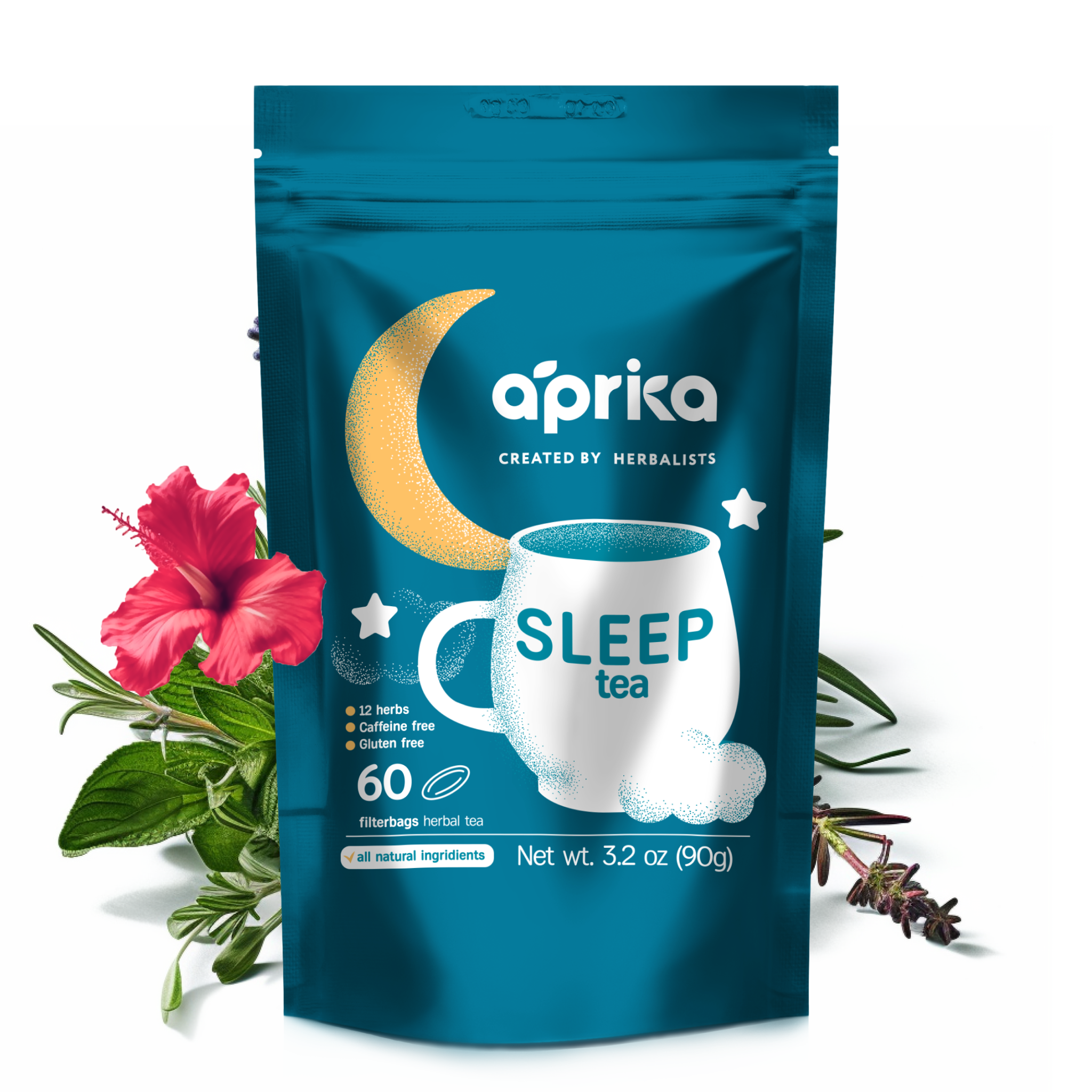 Herbal Sleep Tea with Sleep Guide, 60 bags by Aprika Life