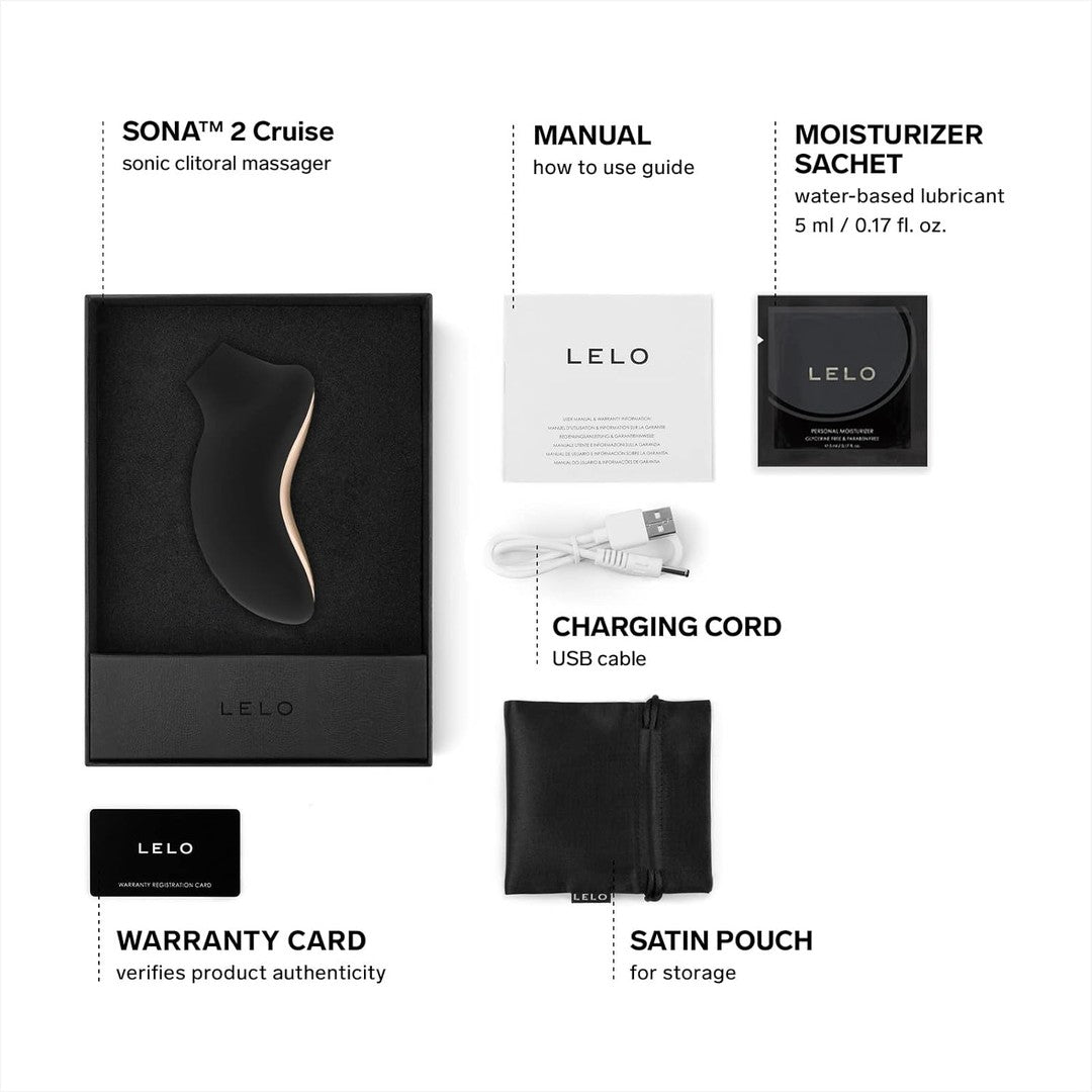 LELO SONA 2 Cruise Sonic Clitoral Massager - Black by Condomania.com