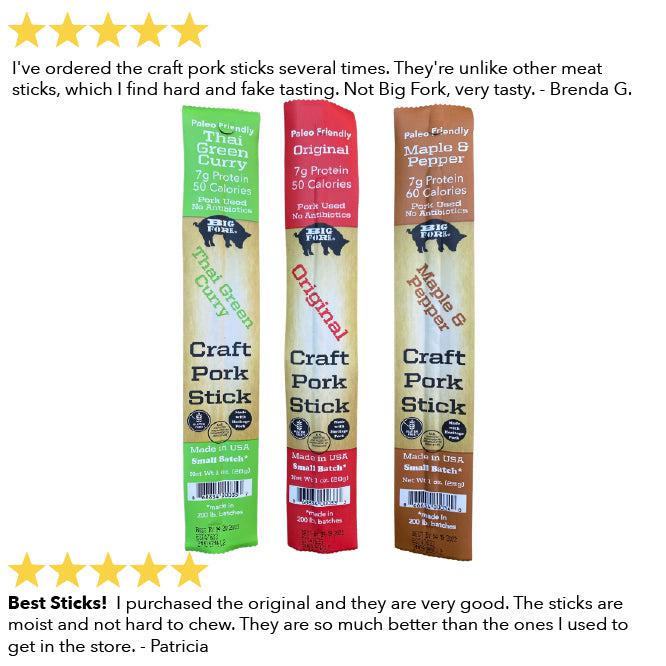 Craft Pork Snack Stick Sample (3 sticks total) by Big Fork Brands