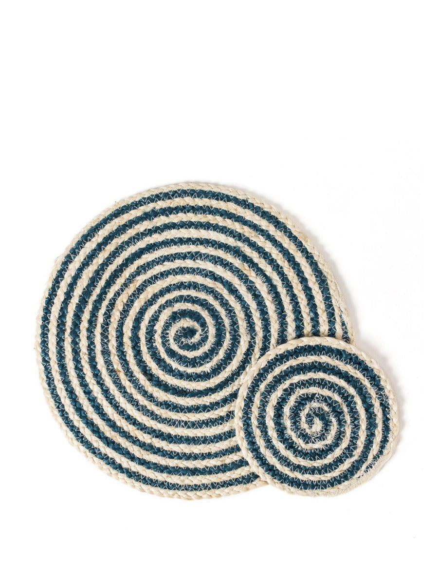  Kata Spiral Coaster Trivet - Blue (Set of 4) by KORISSA KORISSA Perfumarie